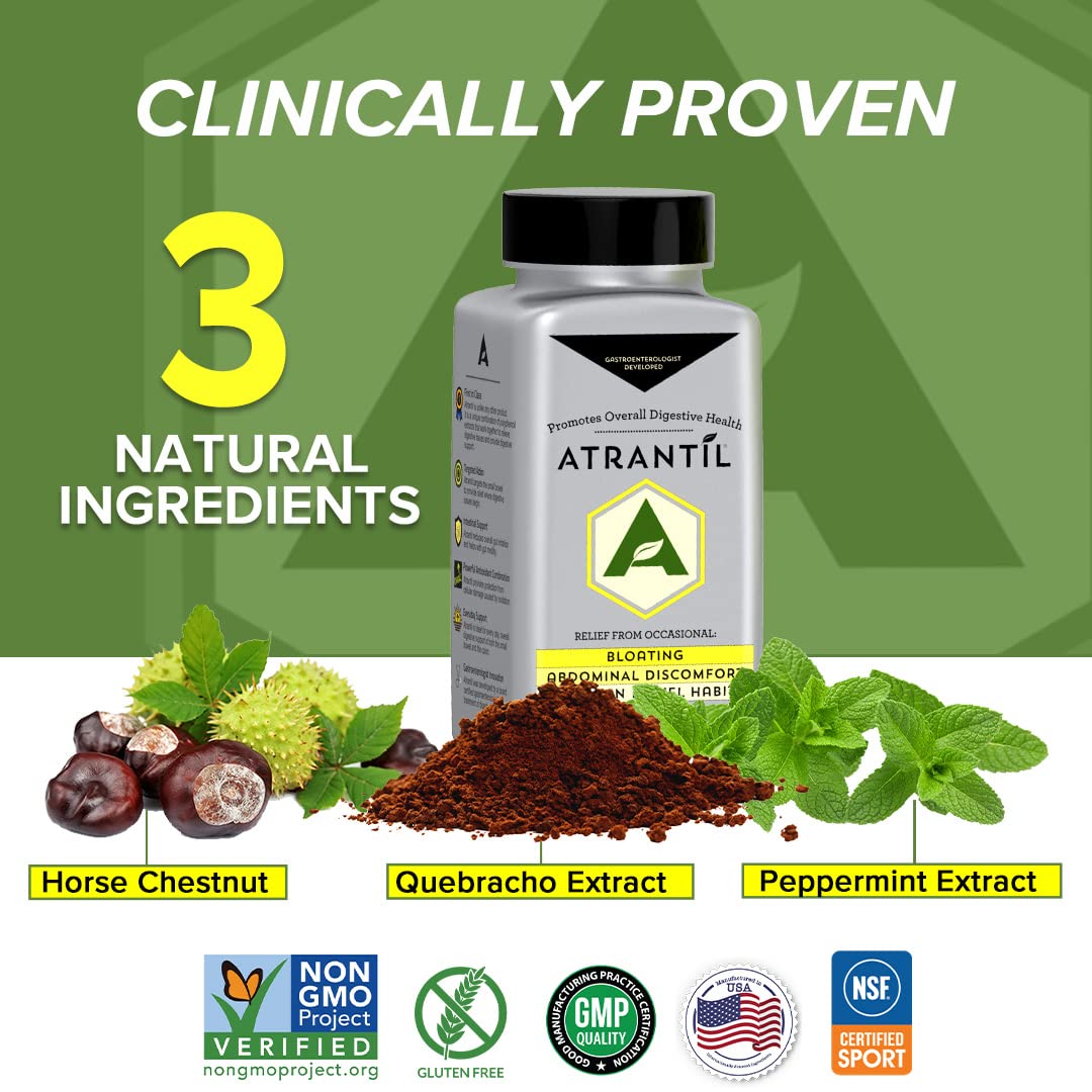 Atrantil 90 Capsules-Antioxidant Packed Polyphenol for Bloating and Gas Relief, Abdominal Discomfort, Constipation, Diarrhea, Postbiotic, Change in Bowel Habits and Everyday Digestive Health. Atrantil uk supplements