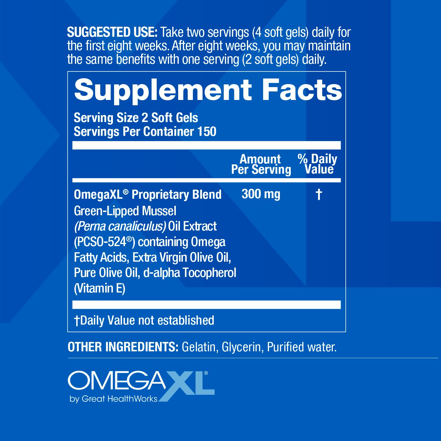 OmegaXL Joint Support Supplement - Natural Muscle Support, Green Lipped Mussel Oil, Soft Gel Pills, Drug-Free, 300 Count OmegaXL uk supplements