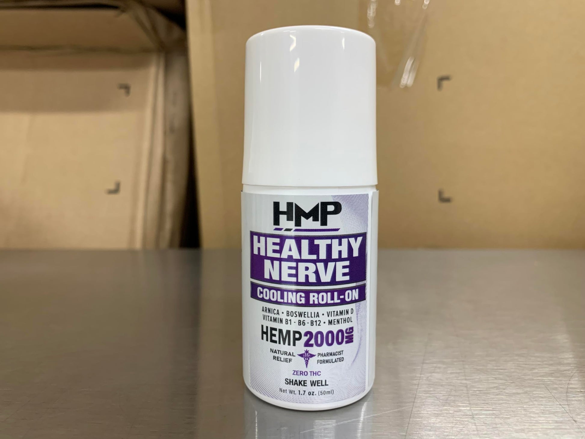 HMP Nerve Roll-On for Feet, Hands, Legs, Toes, Back 2000MG Hemp with Menthol & Arnica, Soothing Cooling Formula, Made in USA, 50ml (1 Pack) HMP BRANDS uk supplements