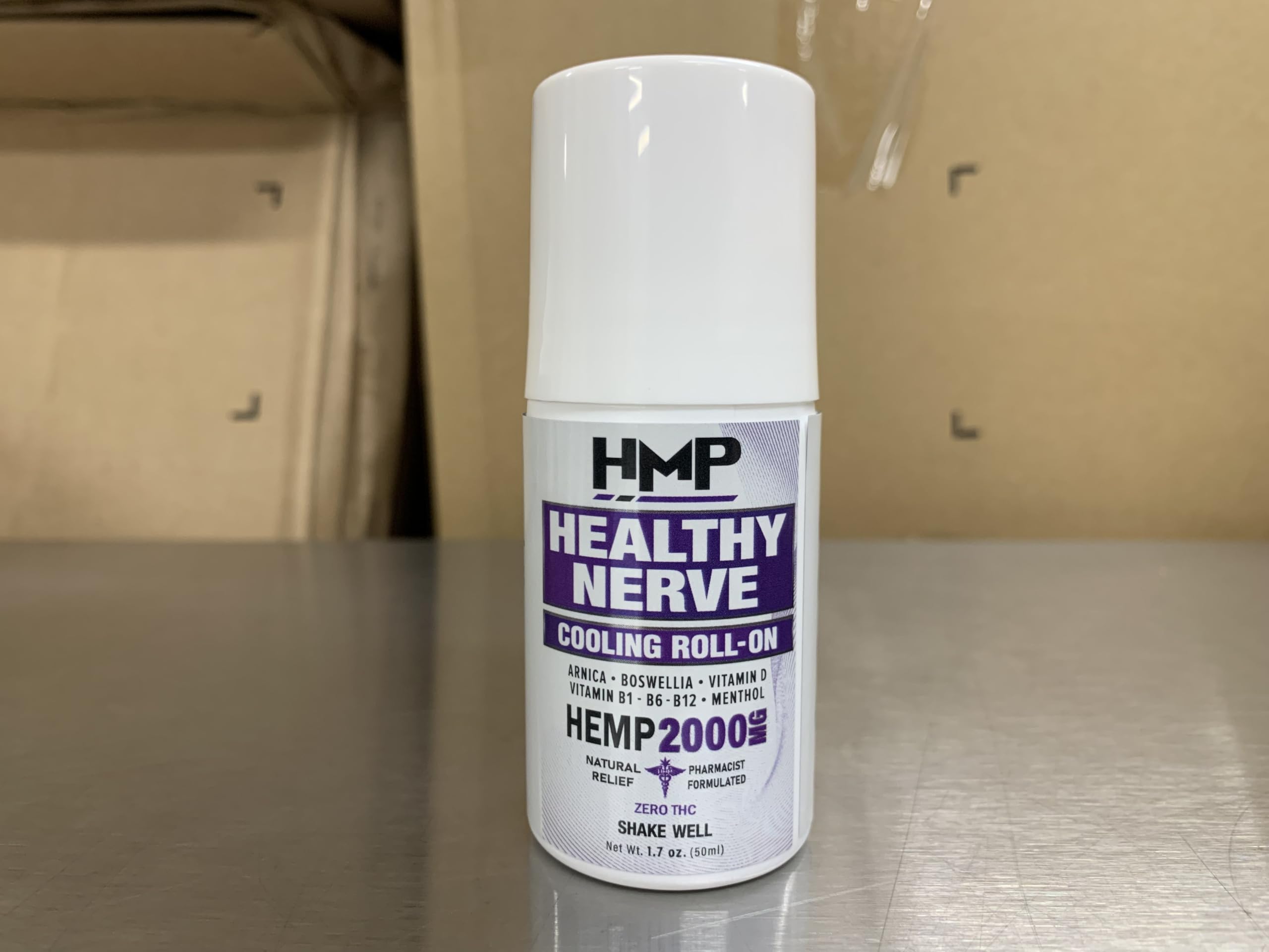 HMP Nerve Roll-On for Feet, Hands, Legs, Toes, Back 2000MG Hemp with Menthol & Arnica, Soothing Cooling Formula, Made in USA, 50ml (1 Pack) HMP BRANDS uk supplements