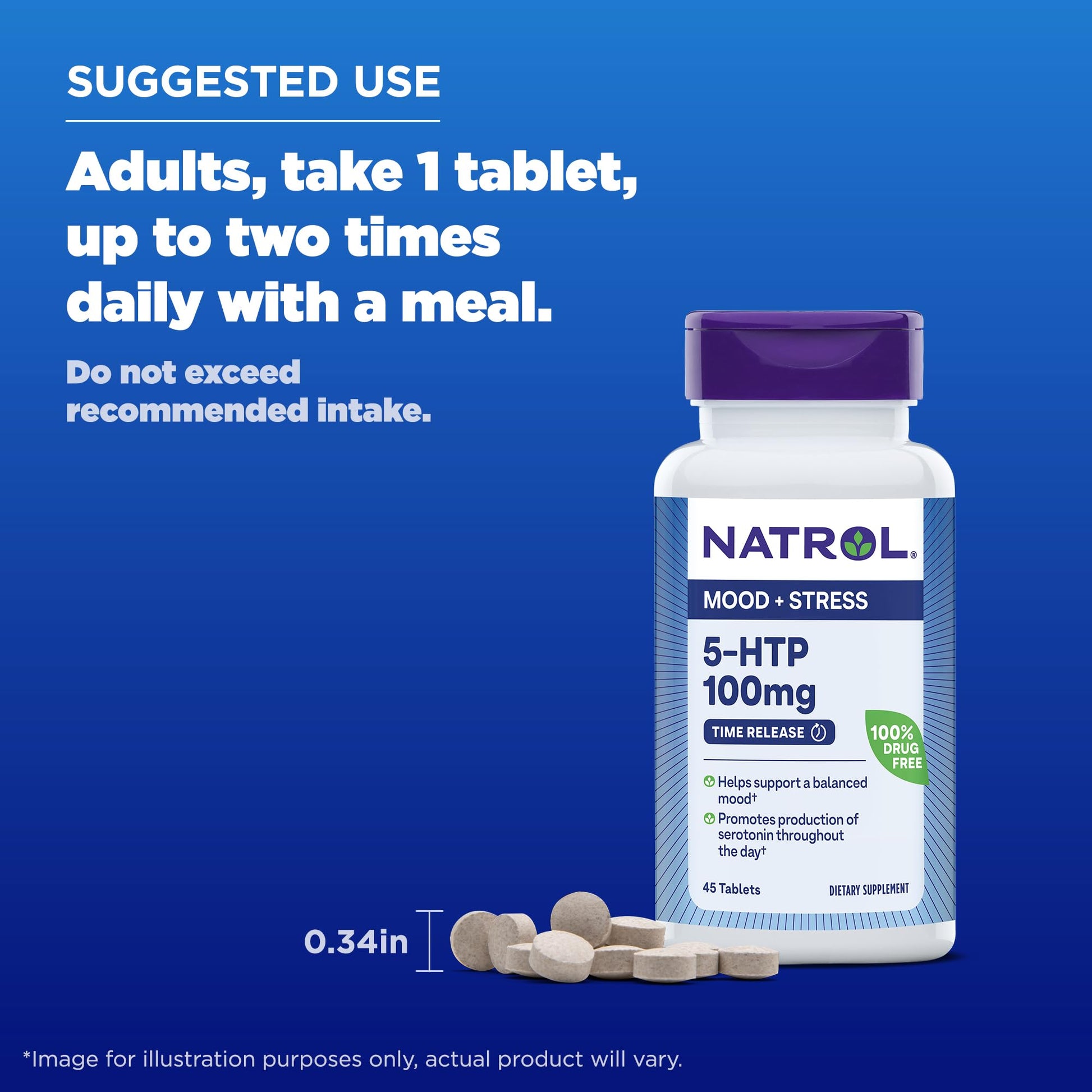 Natrol 5-HTP 100mg, Dietary Supplement Helps Support a Balanced Mood, 90 Time Natrol uk supplements