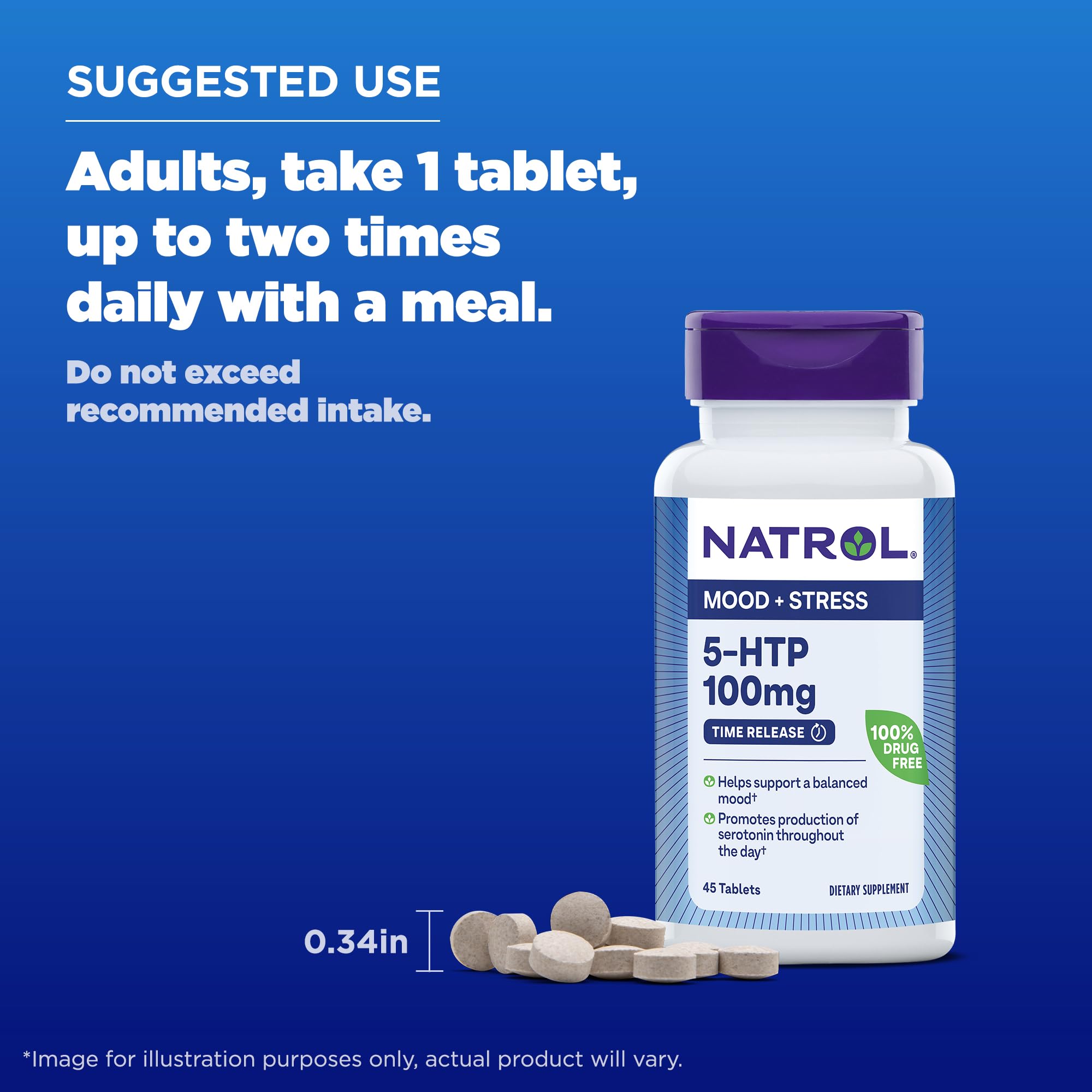 Natrol 5-HTP 100mg, Dietary Supplement Helps Support a Balanced Mood, 90 Time Natrol uk supplements