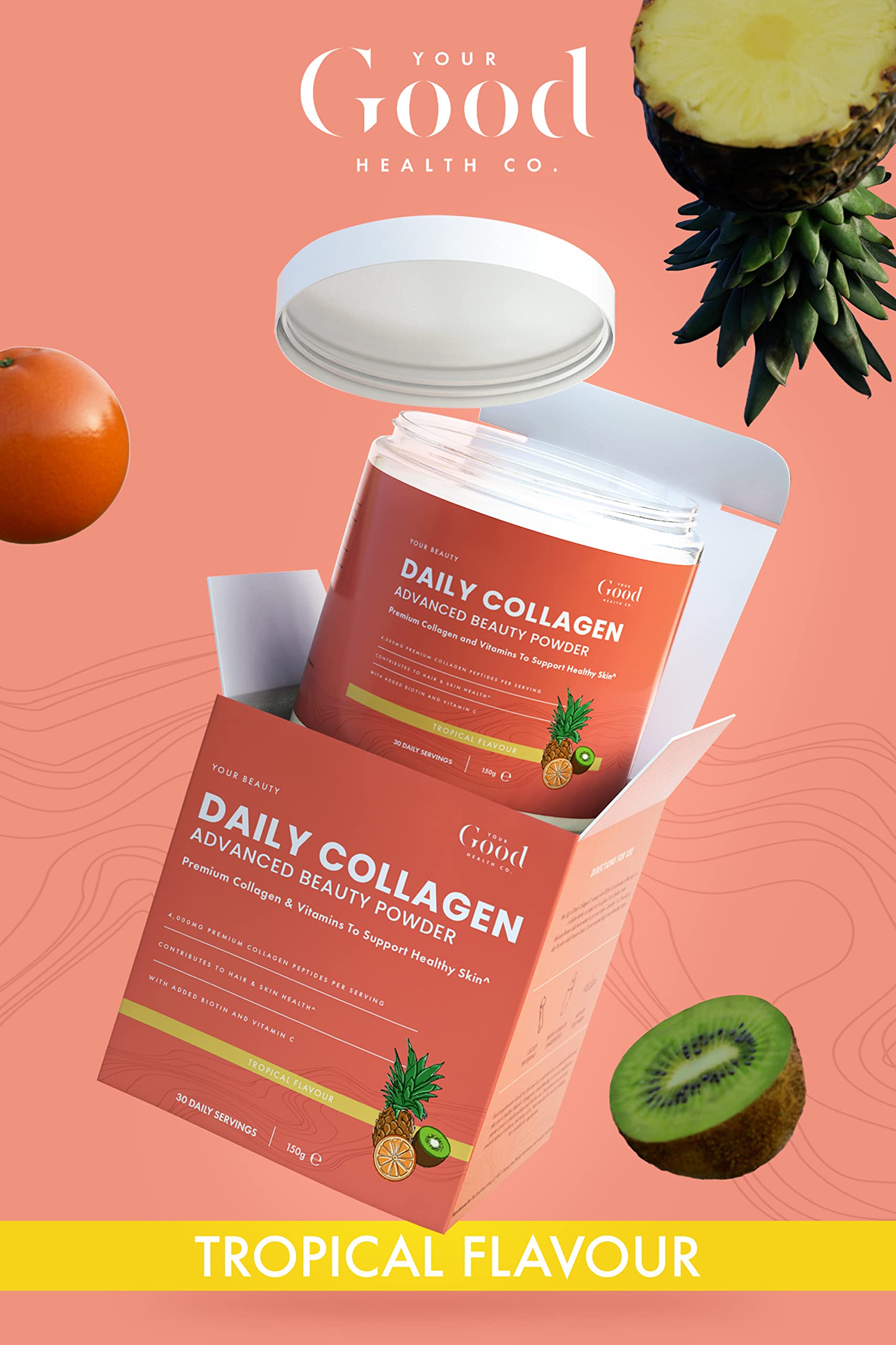 Your Good Health Co. – Your Beauty Premium Collagen Powder, Tropical | 150g Your Good Health Co. uk supplements