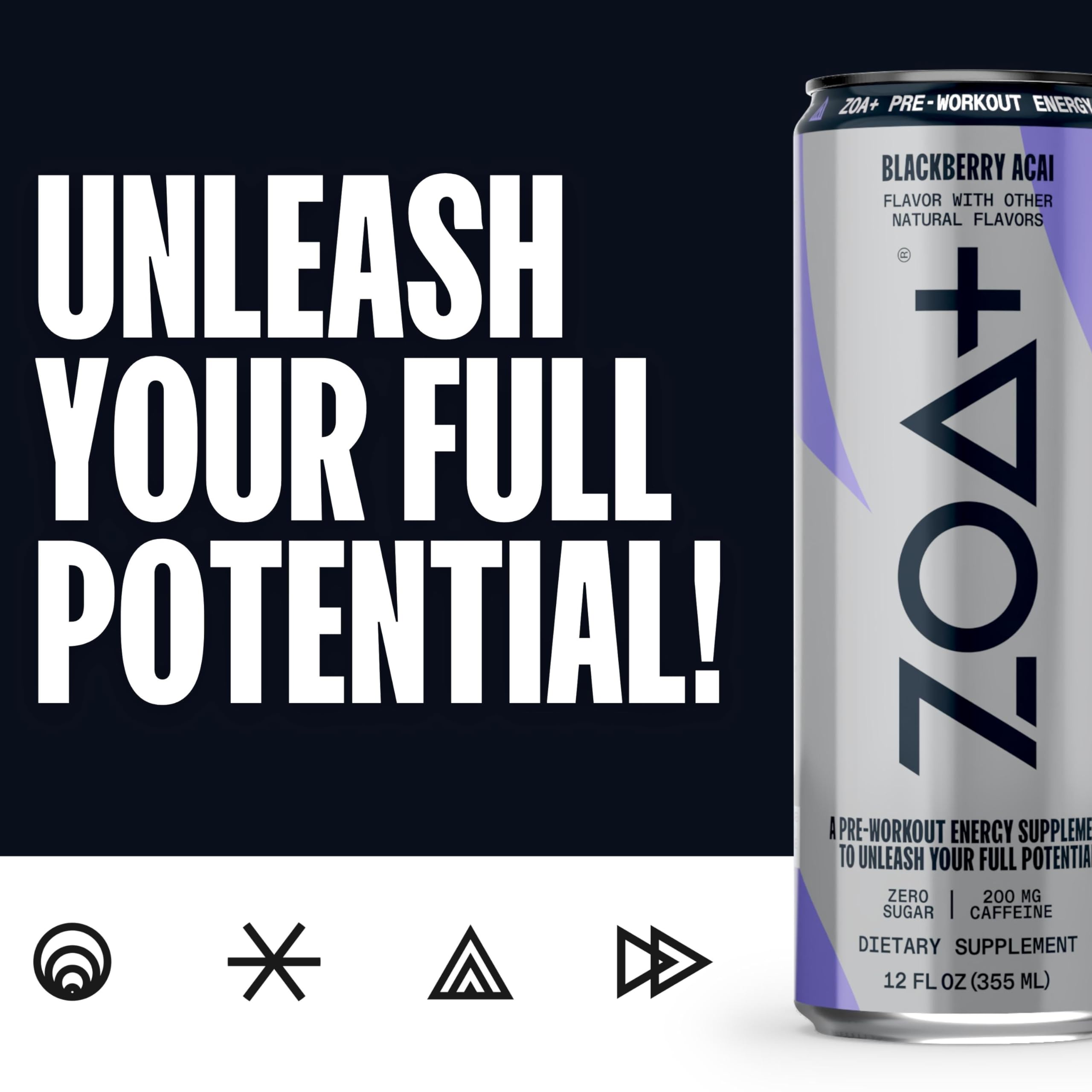 ZOA Plus Sugar-Free Pre-Workout Drink, Ready to Drink with Nitric Oxide, Vitamin B, C and D ZOA uk supplements