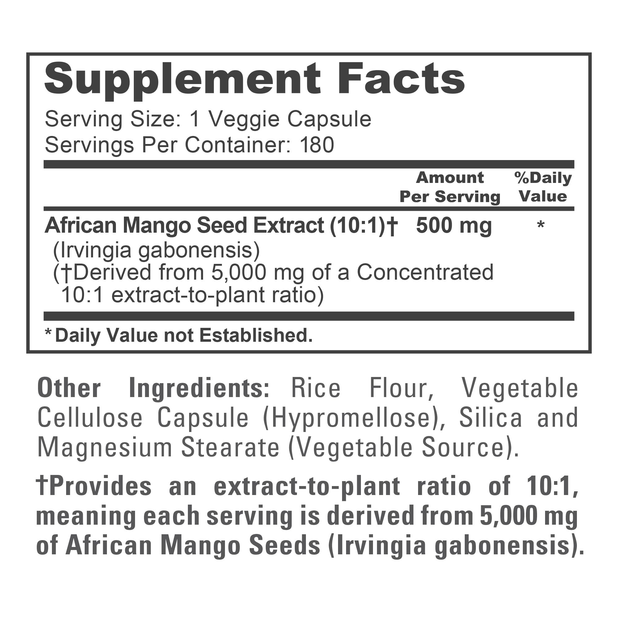NusaPure African Mango 10:1 Extract, 500 mg Equivalent to 5,000 mg per Veggie Caps 180 Capsules (Non-GMO, Vegan) NusaPure uk supplements