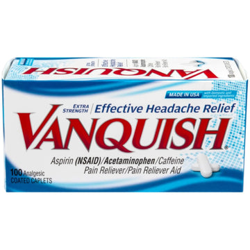 Vanquish Headache Relief, Acetaminophen, Aspirin, Caffeine, 100 Caplets, Packaging May Vary Vanquish uk supplements