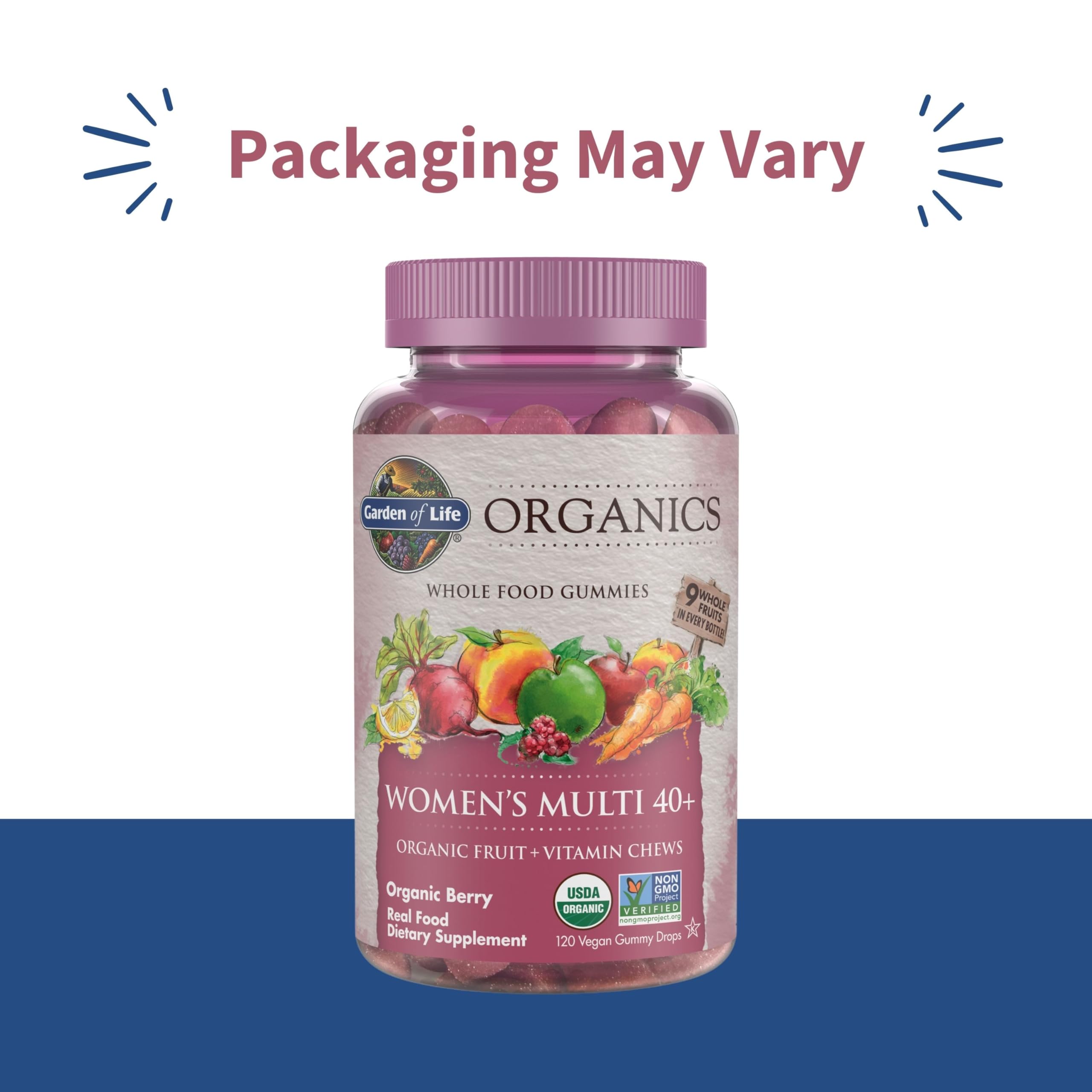 Garden of Life Organics Women 40+ Gummy Vitamins - Berry - Certified Organic, Non-GMO, Vegan, Kosher Complete Multi - Methyl B12, C & D3 Garden of Life uk supplements