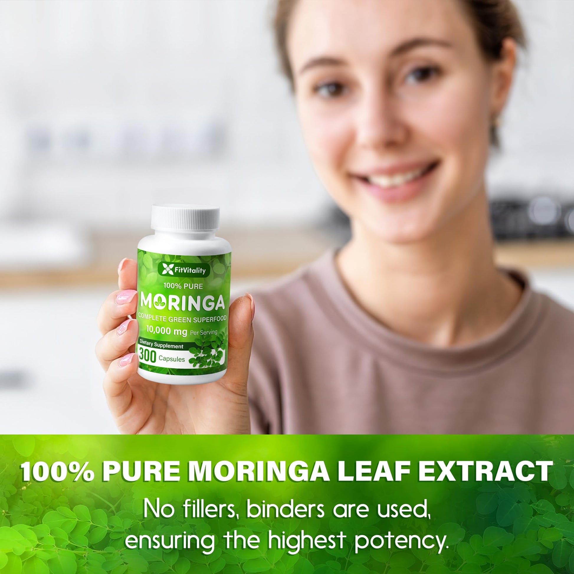 Moringa Capsules| Moringa Oleifera |10,000mg| 300 Capsules| 100% Pure| Non-GMO FitVitality uk supplements