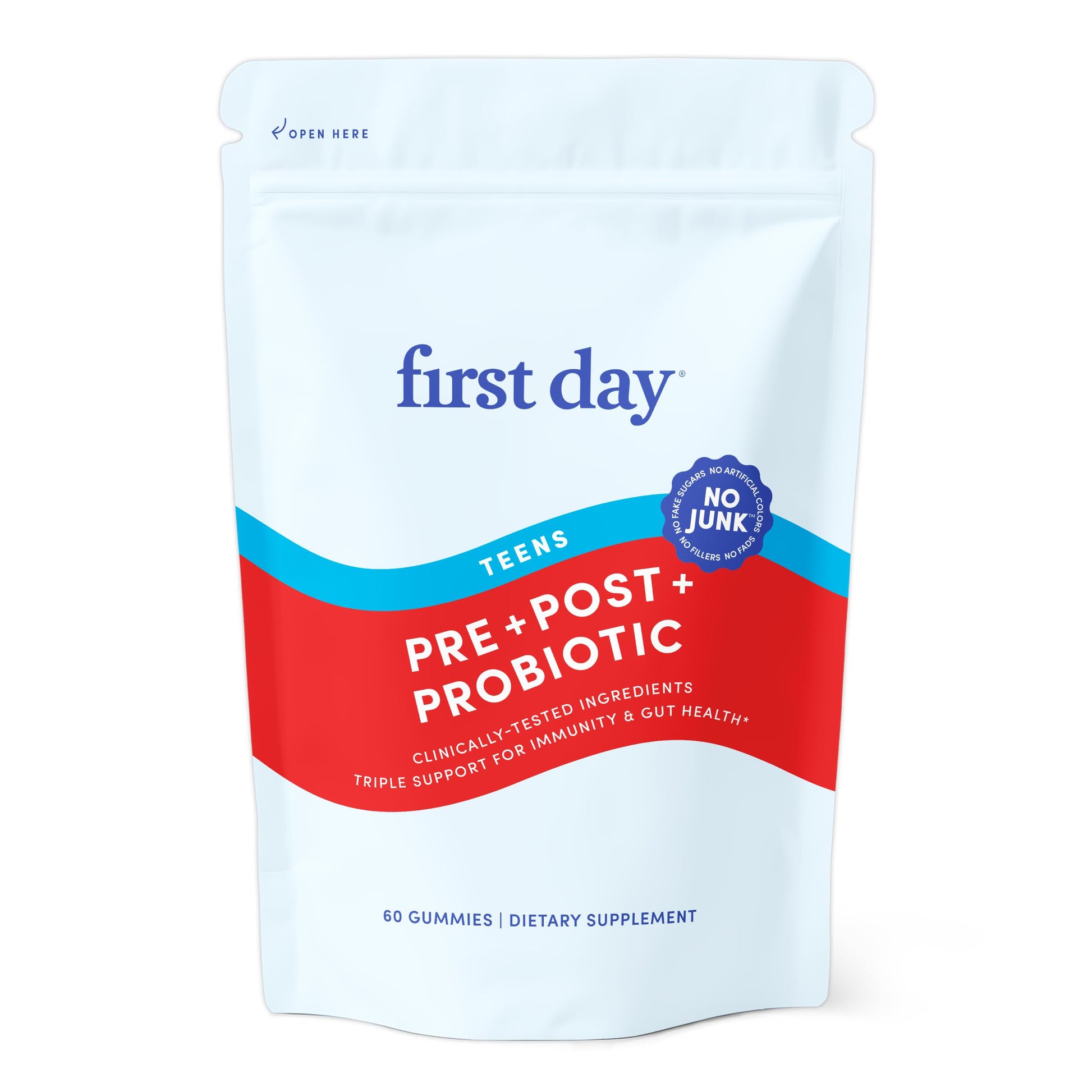 FIRST DAY Teens’ Gut Sustainer Tribiotic Gummies – 3-in-1 Prebiotic, Probiotic & Postbiotic Supplement – Supports Digestive, Skin, Oral & Immune Health, Nutrient Absorption & Growth – 30-Day Supply FIRST DAY uk supplements