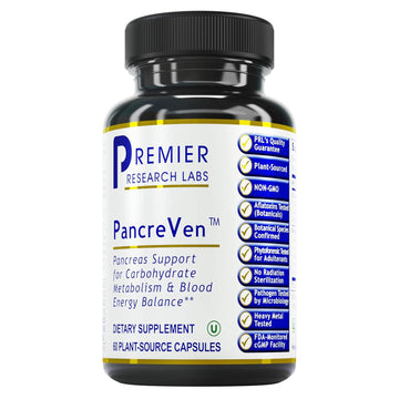 Premier Research Labs PancreVen - Pancreas Support, Pancreas Supplement, Cinnamon Supplements with Organic Ceylon Cinnamon & Prickly Pear to Aid Pancreas Health - 120 Vegetarian Capsules Premier Research Labs uk supplements