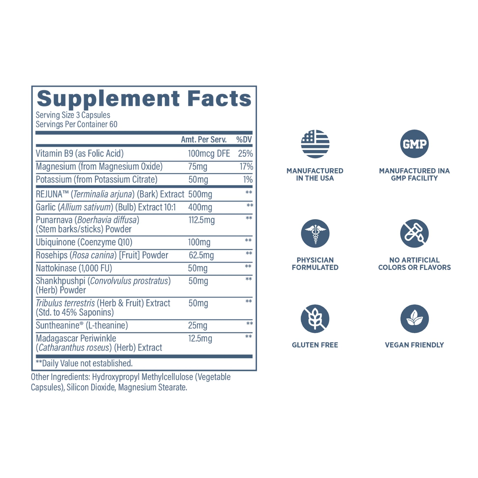 Revive MD Blood Pressure Support Supplement - Supports Heart and Circulatory Health, Energy & Daily Wellness - Magnesium, Potassium, Folic Acid & Garlic Formula (180 Vegetarian Capsules, 60 Servings) Revive uk supplements