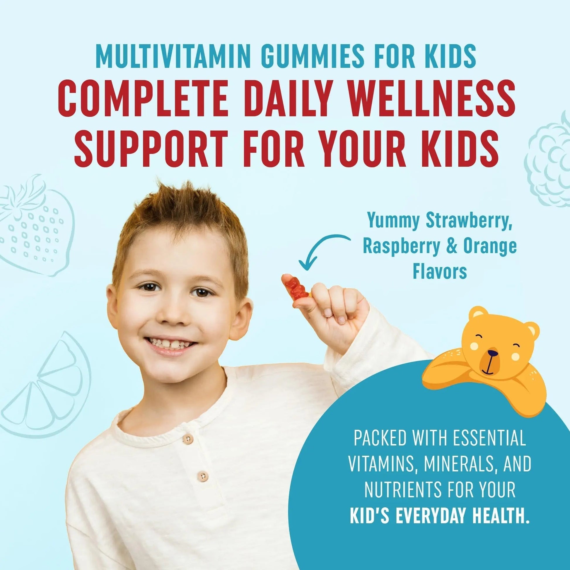 Kids Multivitamin Gummies | Vitamins A, B, C, D & Zinc for Immunity, Growth & Development | Daily Multivitamins for Children Ages 2+ | MAV NUTRITION uk supplements