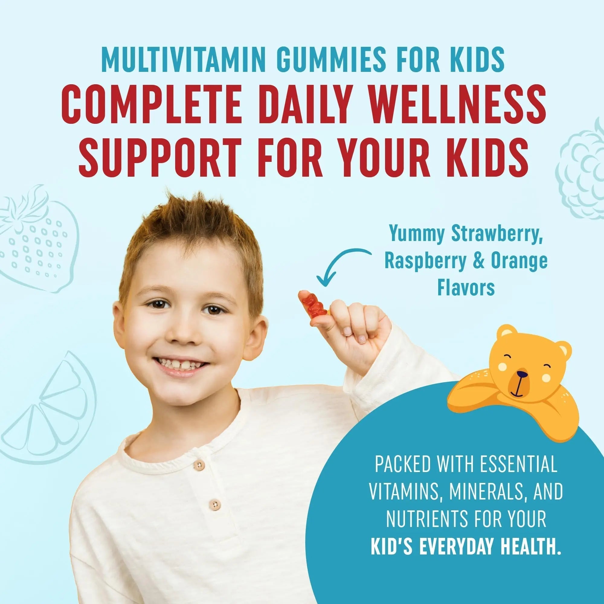 Kids Multivitamin Gummies | Vitamins A, B, C, D & Zinc for Immunity, Growth & Development | Daily Multivitamins for Children Ages 2+ | MAV NUTRITION uk supplements