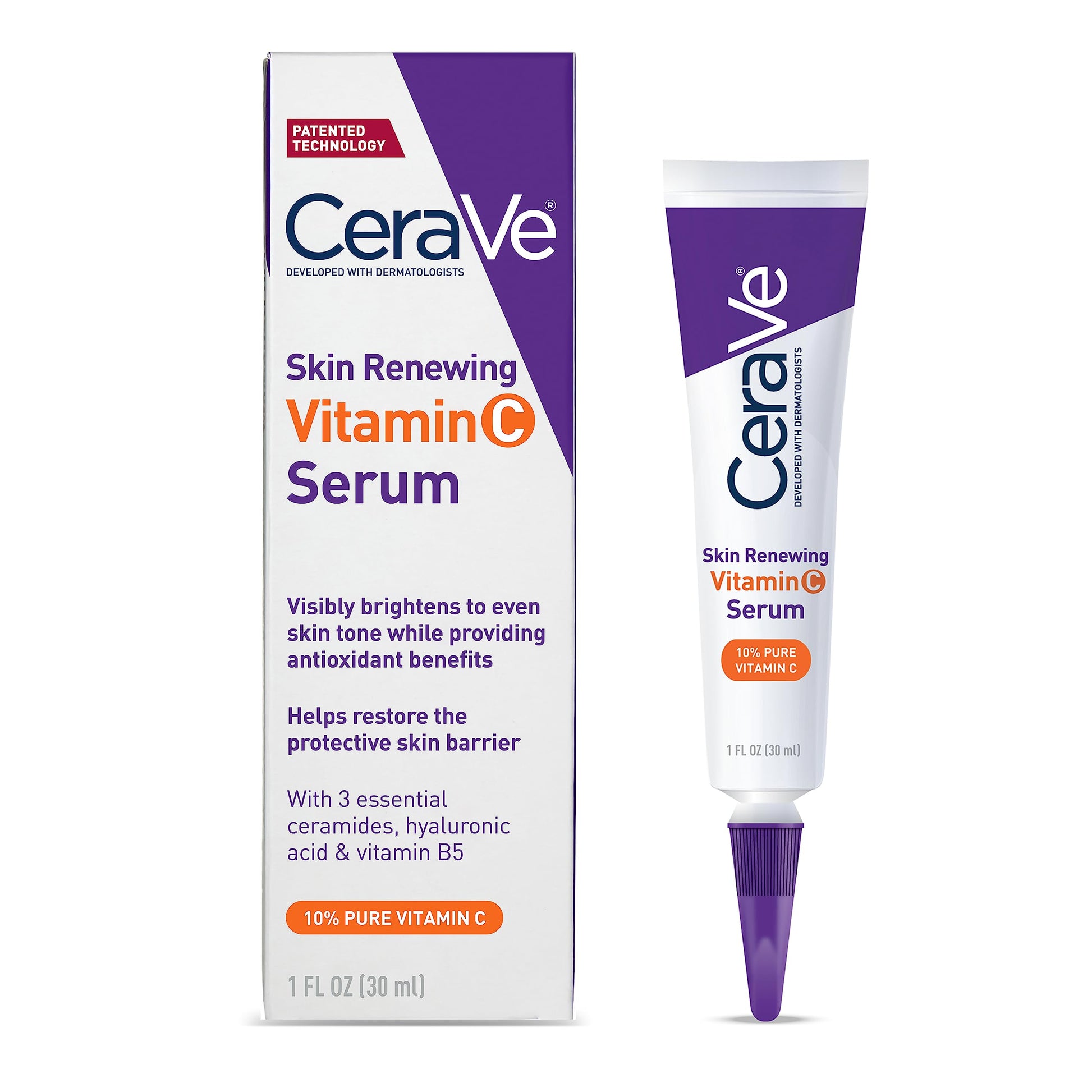 CeraVe Vitamin C Serum with Hyaluronic Acid | Skin Brightening Serum for Face CeraVe uk supplements