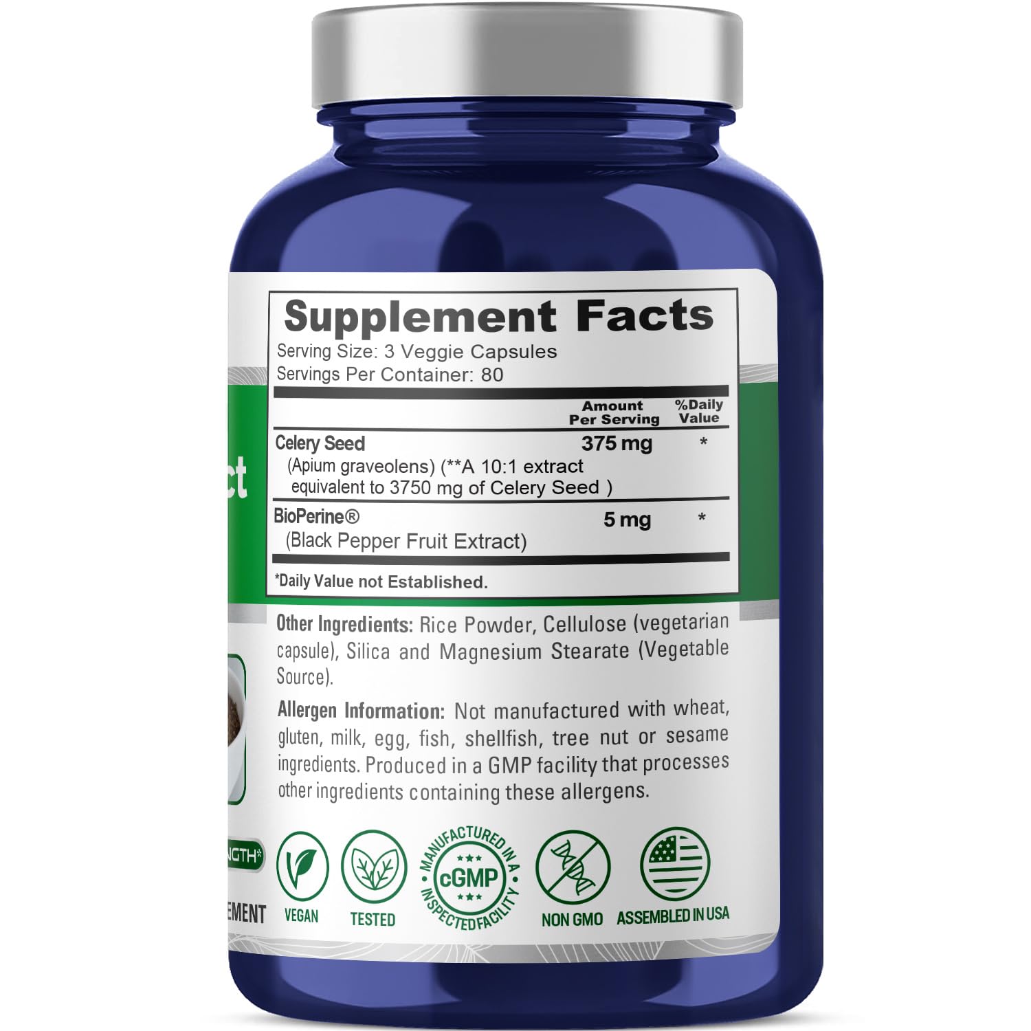 NusaPure Celery Seed Capsules 10:1 Extract, 375 mg Equivalent to 3750mg, 240 Veggie Caps, Non-GMO, Vegan NusaPure uk supplements