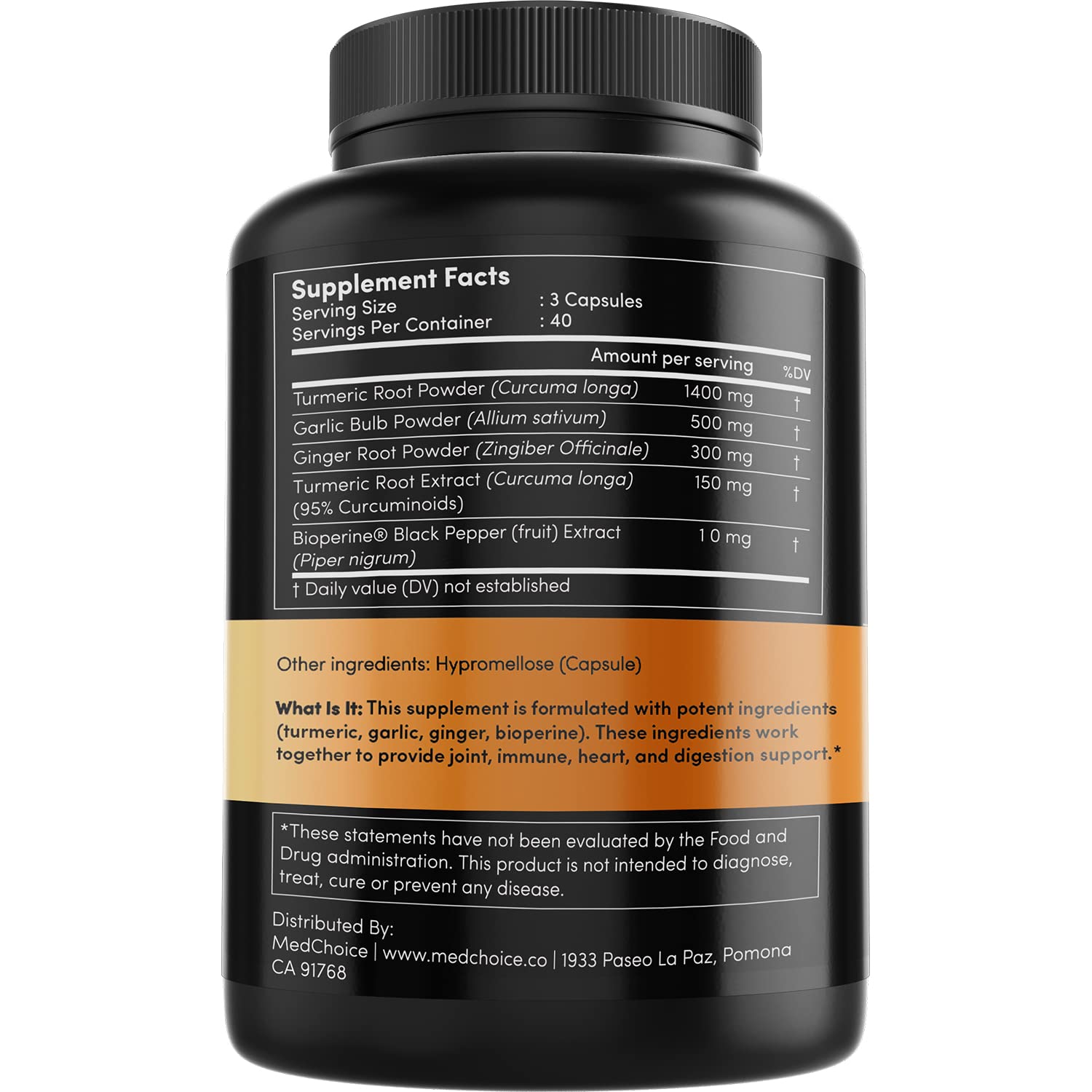4-in-1 Turmeric and Garlic Supplements with Bioperine 2360 mg (360 ct) Turmeric Ginger MEDCHOICE uk supplements