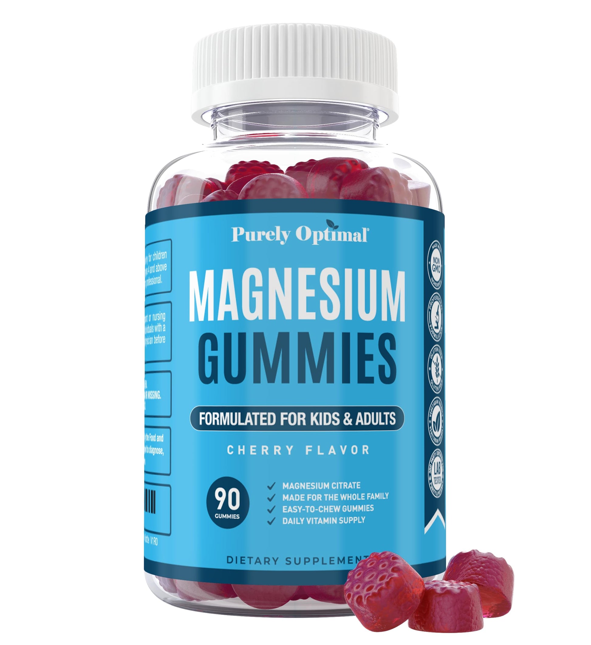 Premium Magnesium Gummies Kids & Adults - Magnesium Citrate for Digestion Support Purely Optimal uk supplements
