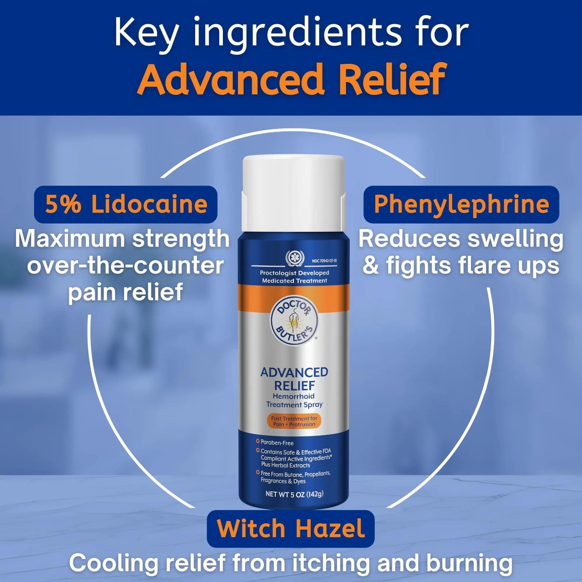 Doctor Butler's Advanced Relief Hemorrhoid Spray – Advanced Relief Hemorrhoid Treatment Spray with Witch Hazel to Help with Sensitive Skin, Itch Relief, and Swelling Relief* (5oz) Doctor Butler's uk supplements