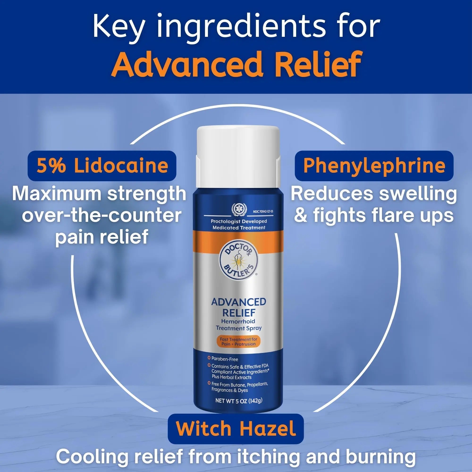 Doctor Butler's Advanced Relief Hemorrhoid Spray – Advanced Relief Hemorrhoid Treatment Spray with Witch Hazel to Help with Sensitive Skin, Itch Relief, and Swelling Relief* (5oz) Doctor Butler's uk supplements
