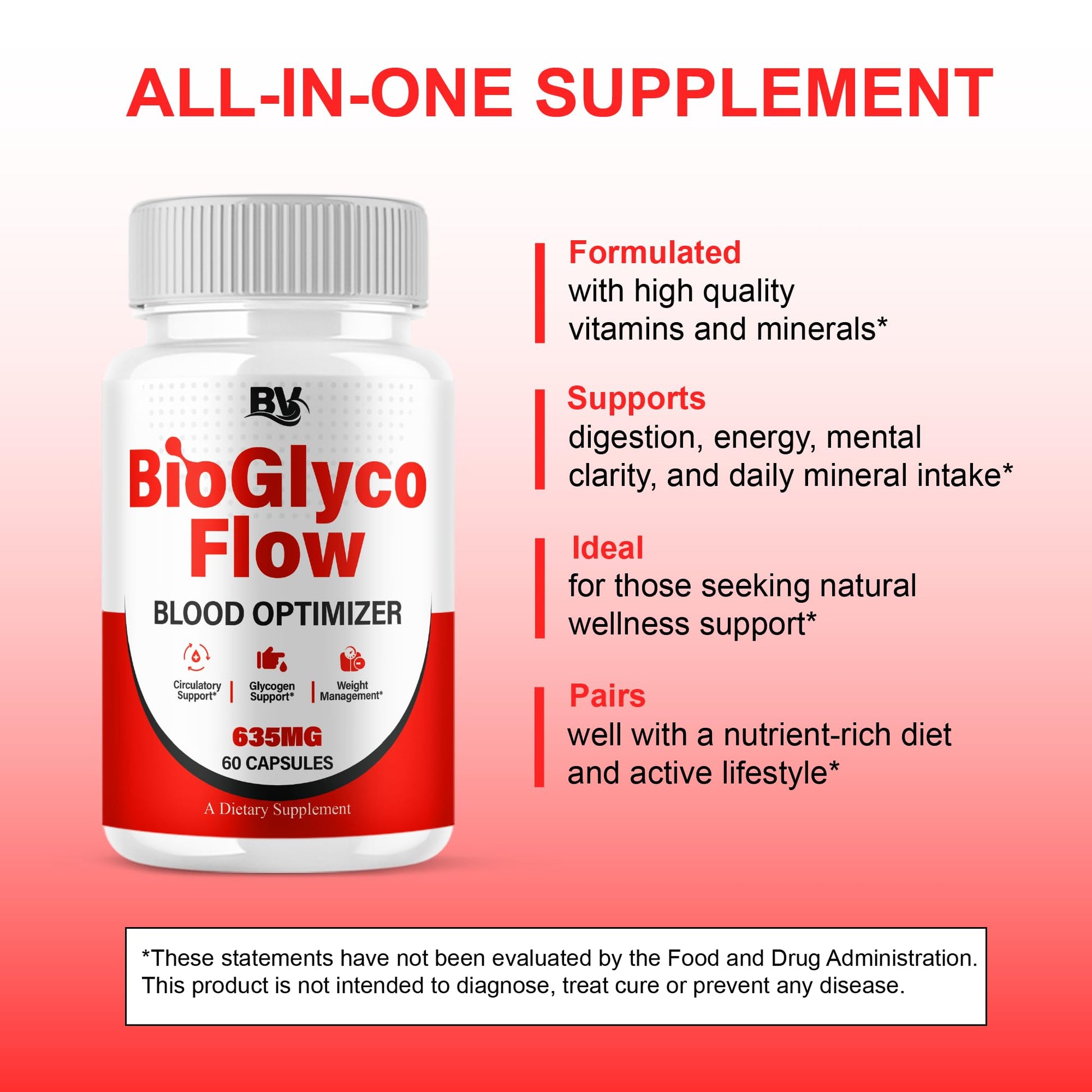 BioGlyco Flow Advanced Daily Multivitamin Health Support and All Natural Wellness Supplement Formula, BioGlyco Flow Premium Health and Wellness Support Formula Supplement (2 Pack - 120 Capsules) BLUE VIBE uk supplements