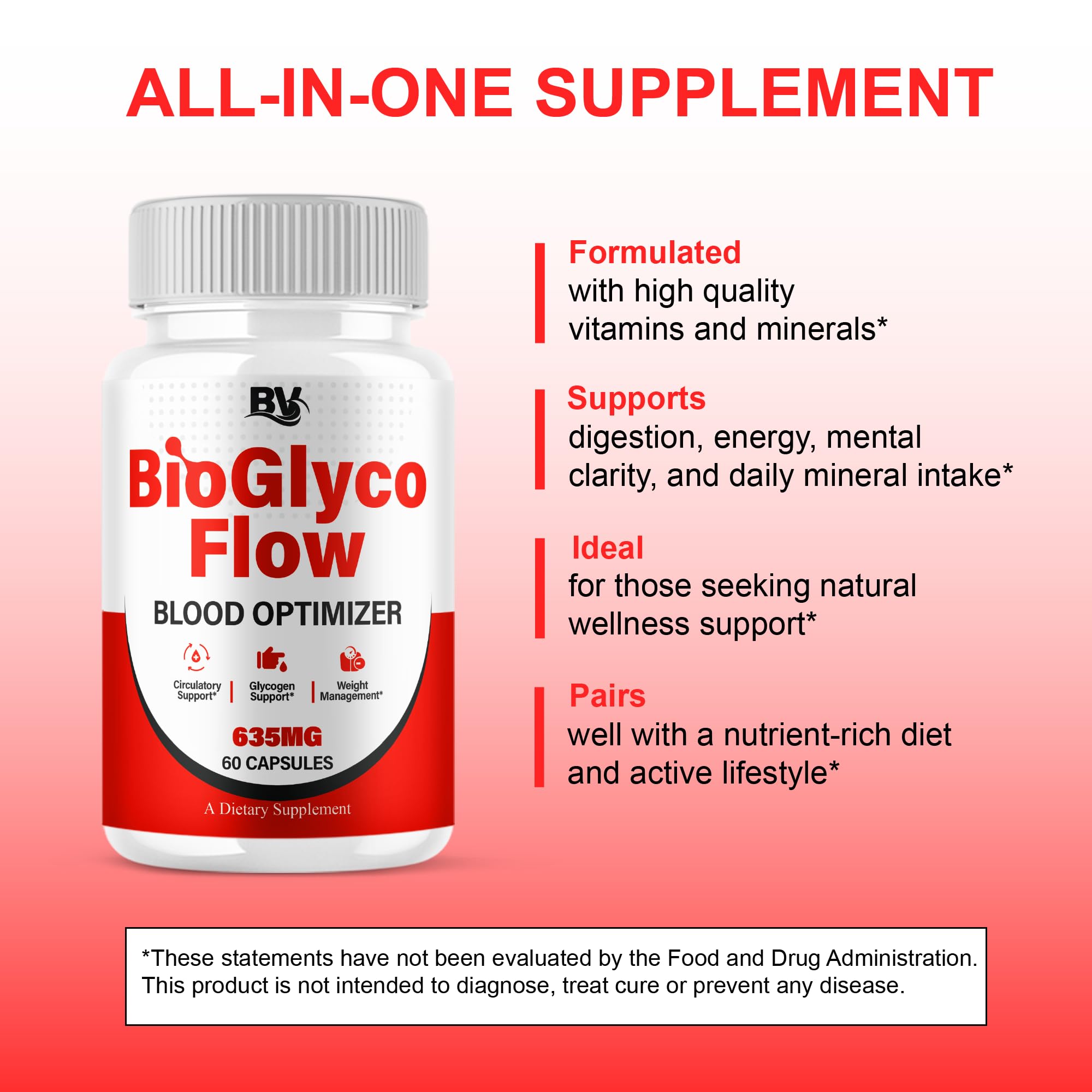 BioGlyco Flow Advanced Daily Multivitamin Health Support and All Natural Wellness Supplement Formula, BioGlyco Flow Premium Health and Wellness Support Formula Supplement (2 Pack - 120 Capsules) BLUE VIBE uk supplements