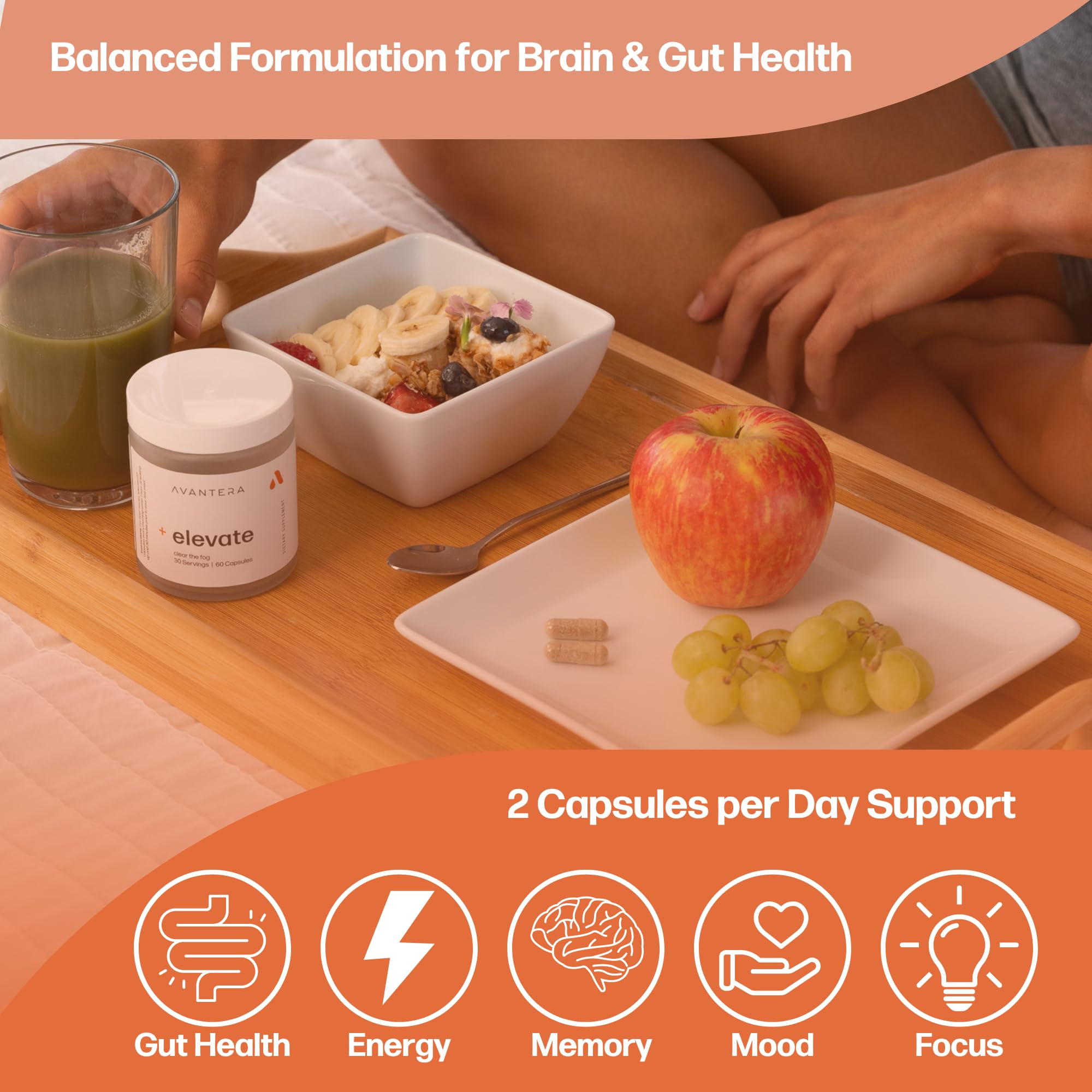 Avantera Premium Nootropic, Elevate | Energy, Focus, Mood, & Gut Health | 30 Day Supply Avantera uk supplements