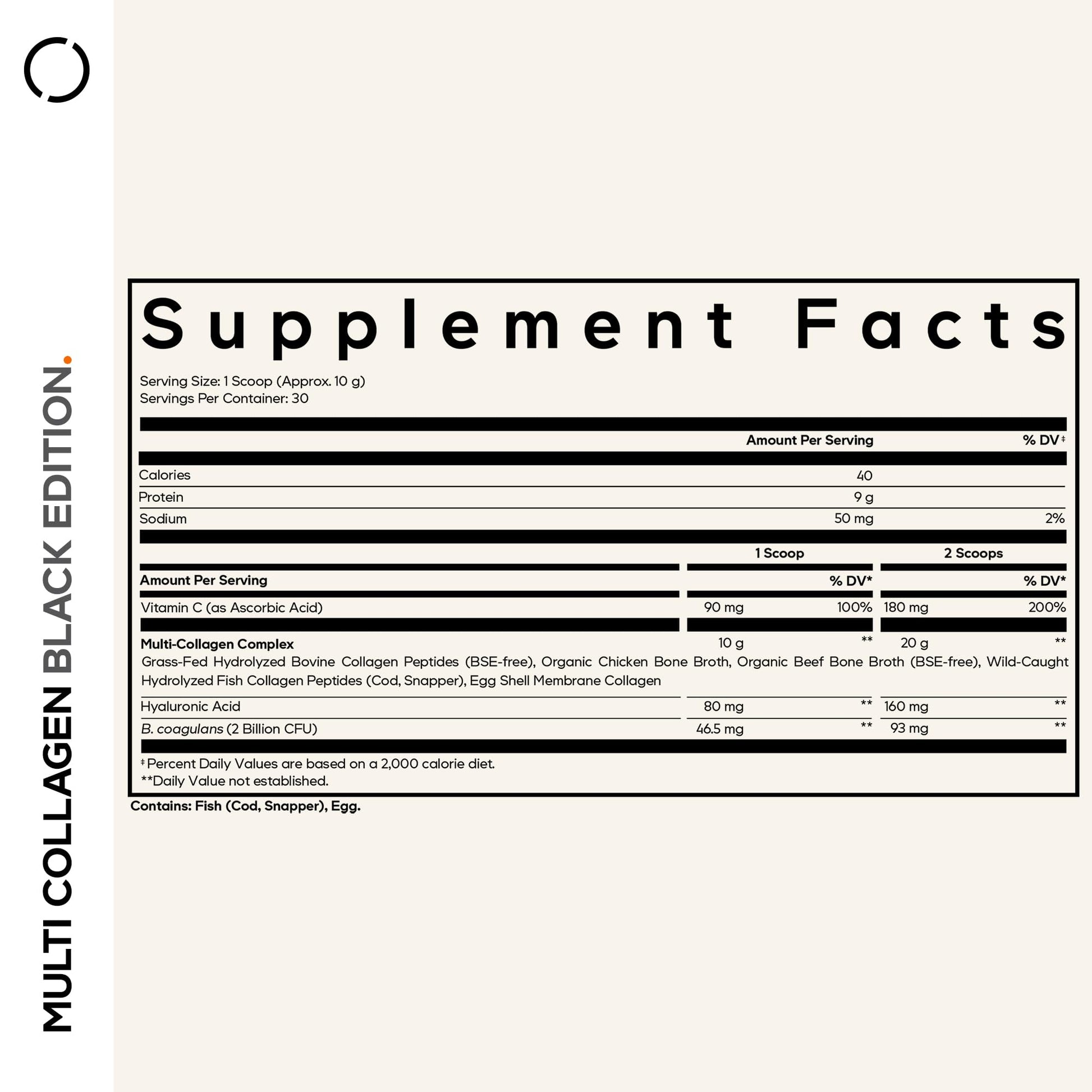 Codeage Multi Collagen Peptides Powder + Probiotics Black Edition, Vitamin C, Hyaluronic Acid Powder Supplement, Grass-Fed, Hydrolyzed, Zero Carbs, Type I, II, III, V & X, Unflavored, 10.58oz Codeage uk supplements