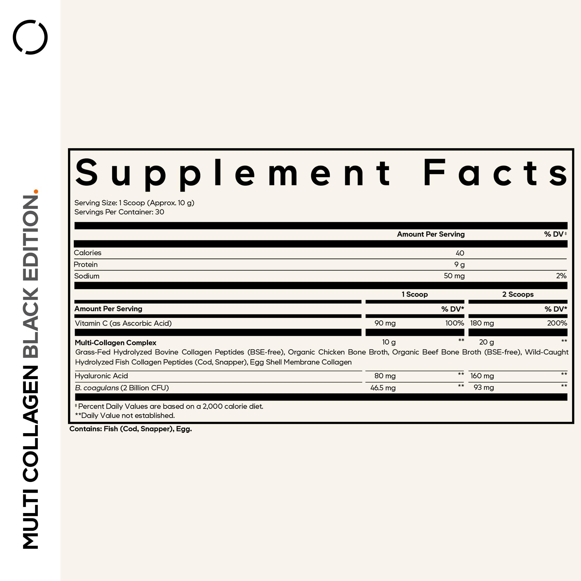 Codeage Multi Collagen Peptides Powder + Probiotics Black Edition, Vitamin C, Hyaluronic Acid Powder Supplement, Grass-Fed, Hydrolyzed, Zero Carbs, Type I, II, III, V & X, Unflavored, 10.58oz Codeage uk supplements