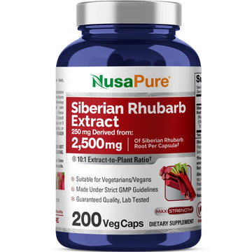 NusaPure Siberian Rhubarb 10:1 Extract, 250 mg Equivalent to 2,500mg - 200 Veggie Capsules (Vegetarian, Non-GMO, Vegan) NusaPure uk supplements