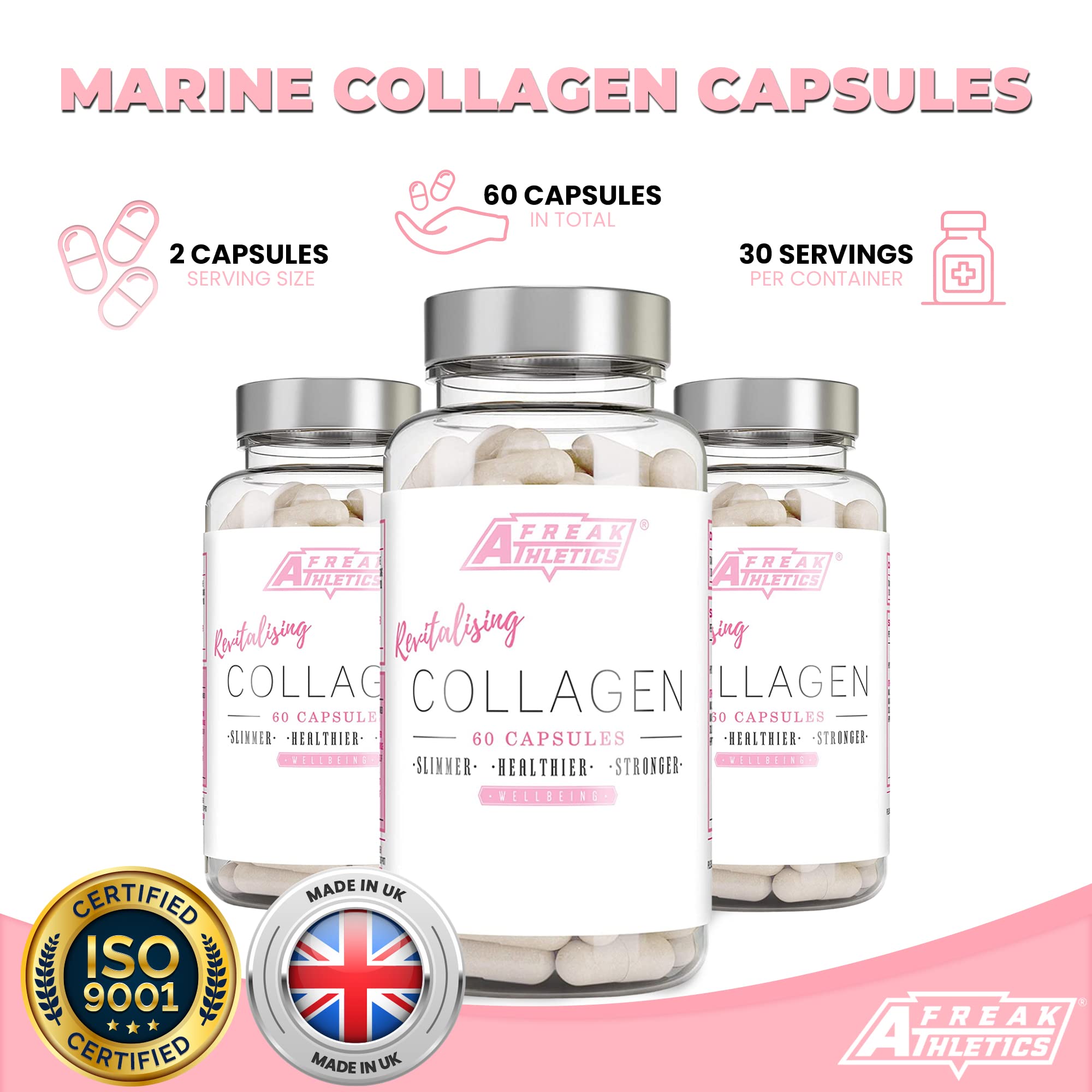 Collagen Supplements for Women - Marine Collagen Capsules - High Strength Skin, Hair Freak Athletics uk supplements