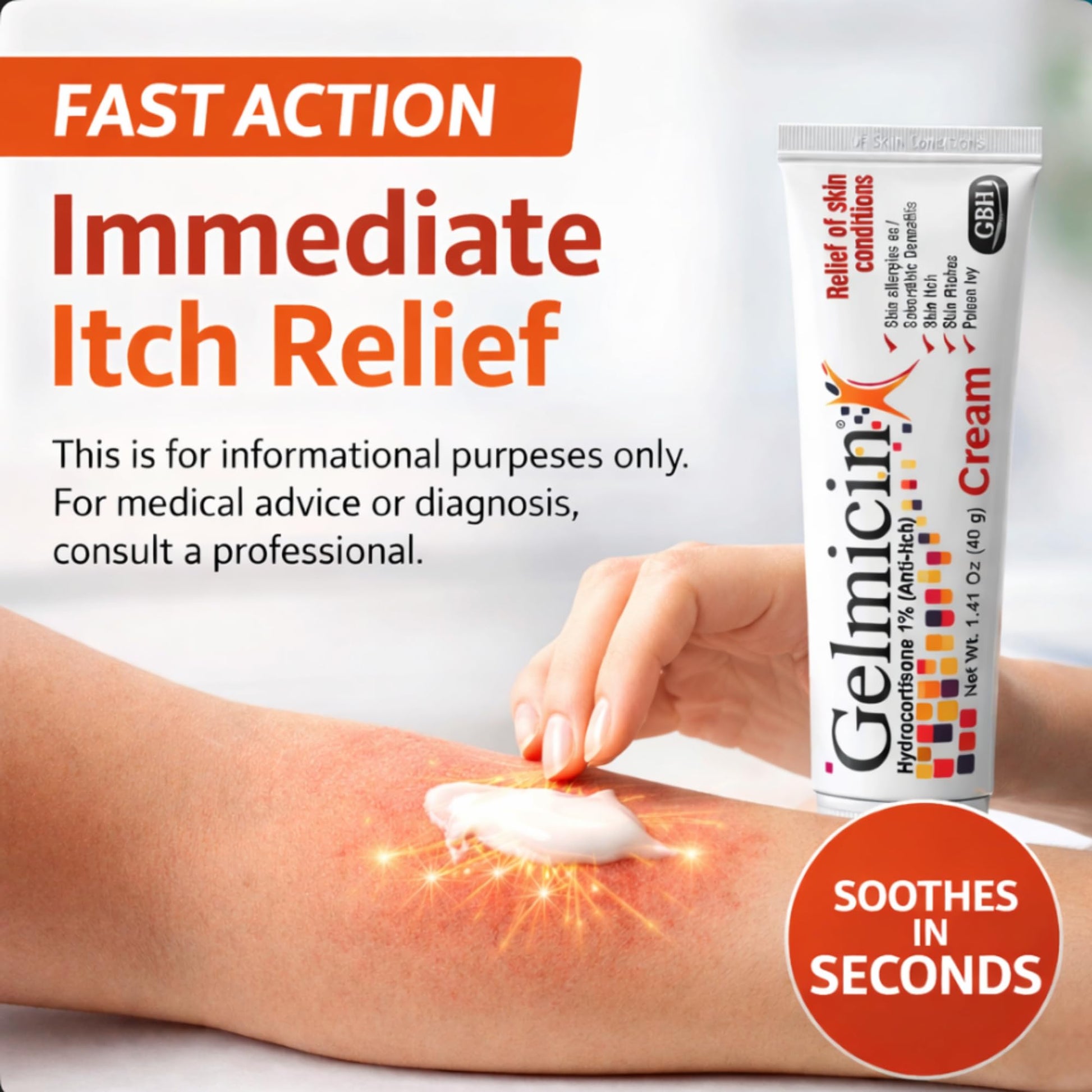 Gelmicin Cream 40g Skin Allergies, Skin Itch, Skin Rashes, Poison Ivy Relief- Contains 1.41 oz Gelmicin uk supplements