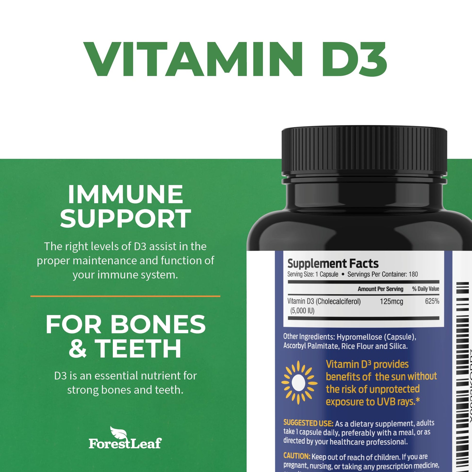 ForestLeaf - Vitamin D3 IU Weekly Supplement - Vitamin D Capsules ForestLeaf uk supplements