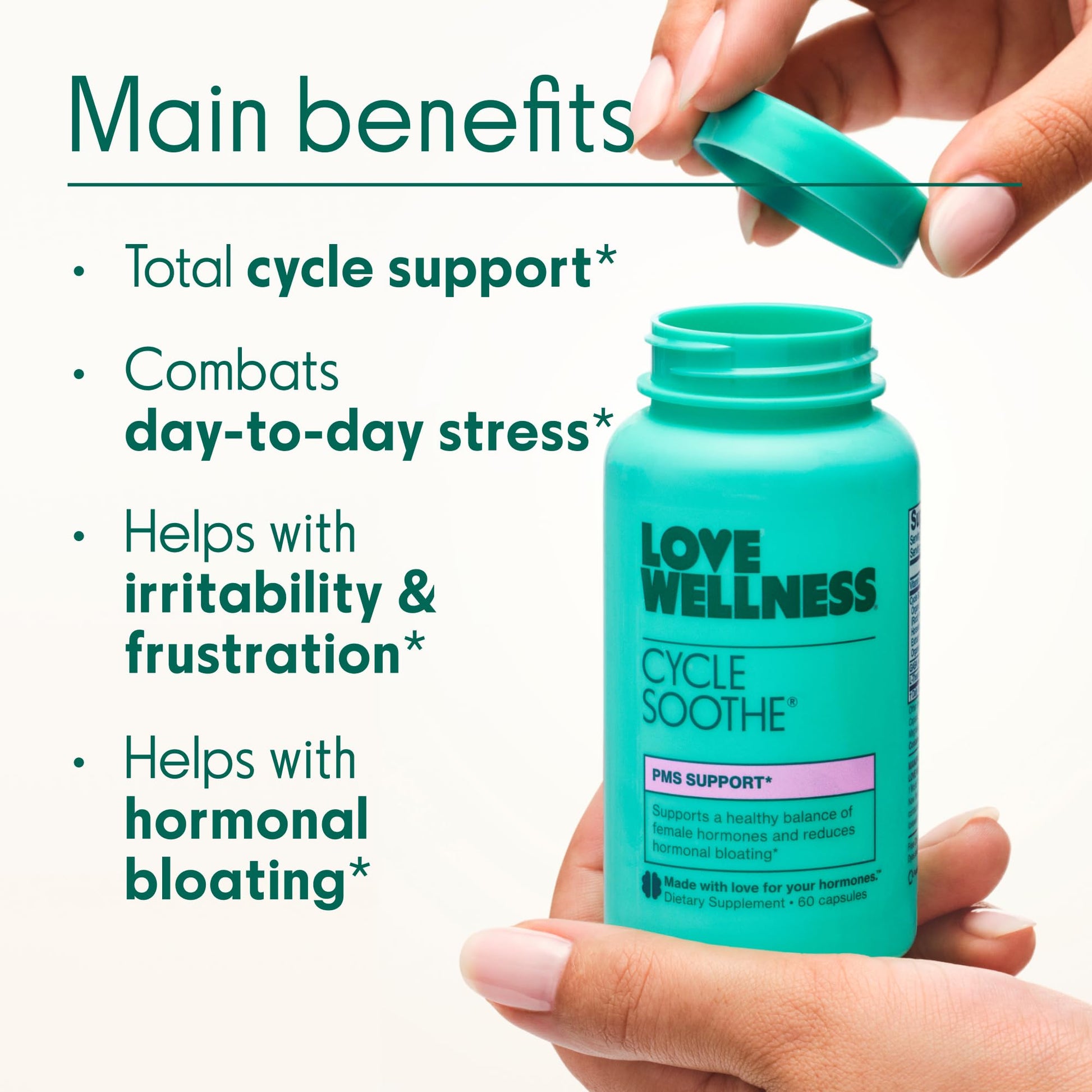 Love Wellness Cycle Soothe Supplement | Promotes a Happy Mood | Helps with PMS Hormones, Stress Relief, & Improves Mood | 60 Capsules Love Wellness uk supplements