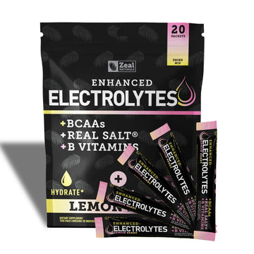 Enhanced Powder Stick Packs (Lemon Berry - 20 Packets) Sugar Free + BCAA B-Vitamins Zeal Naturals uk supplements
