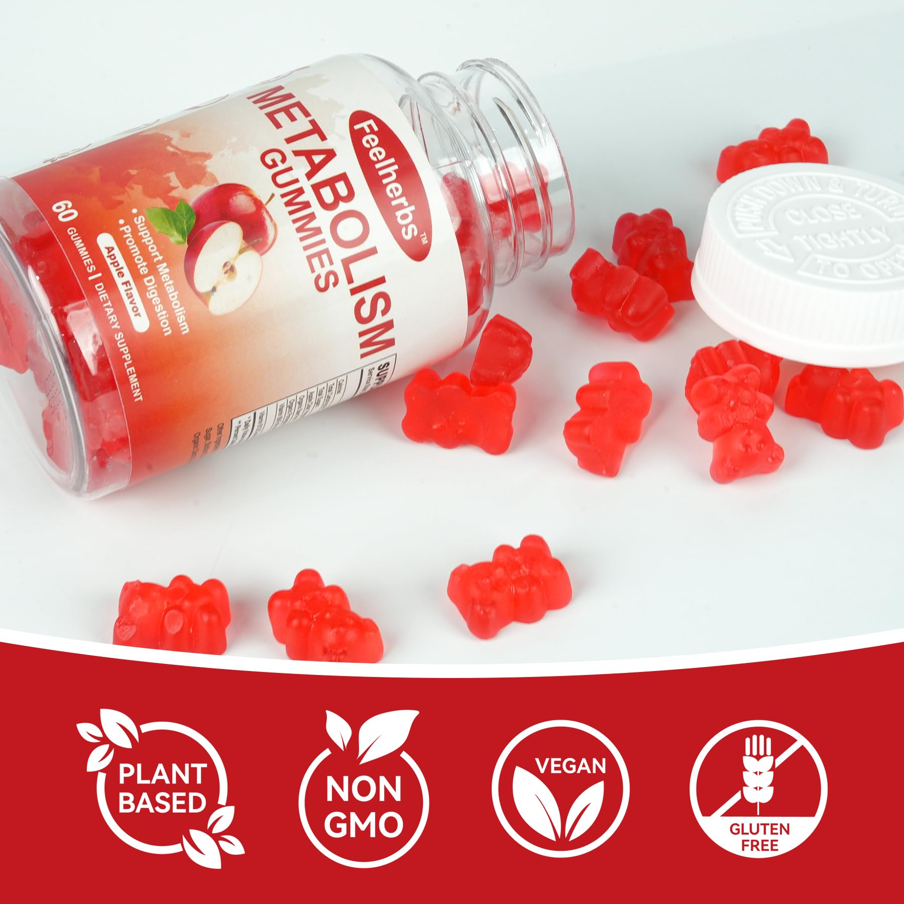 Feelherbs Metabolism Gummies for Women and Men Digestion & Energy, 60 Count Apple Cider Vinegar Gummies with Vitamin B12 & Beet Root, Chewable Keto ACV Vitamin for Metabolism & Detox Cleanse Feelherbs uk supplements