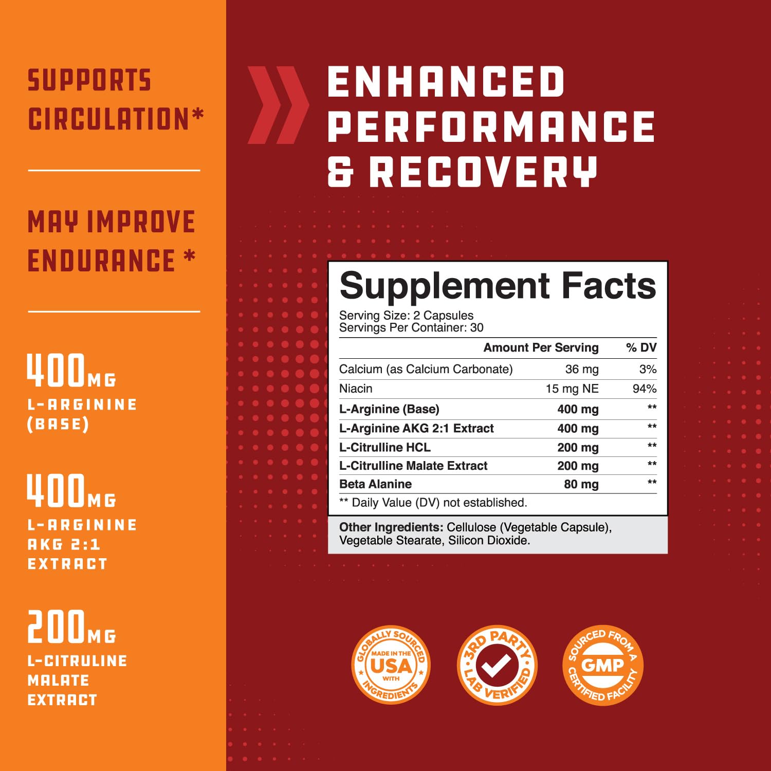 Nitric Oxide Support Pills - Natural Workout Supplement & Exercise Enhancer - Boost Energy Natures Craft uk supplements