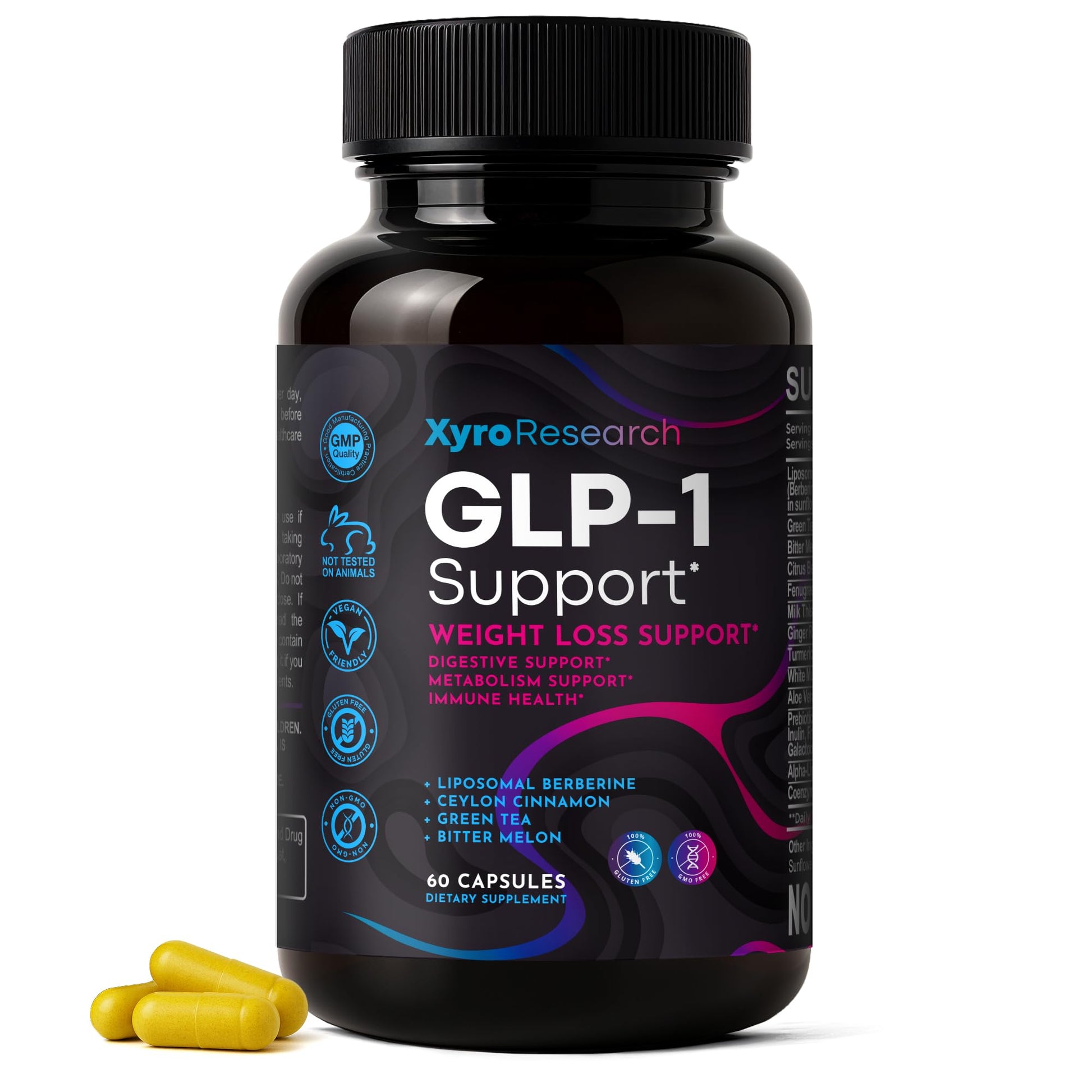 Xyro Research GLP-1 Support Weight Loss Supplement - Appetite Suppressant & Metabolism Booster to Support Natural Hunger Control Curb Cravings Burn Fat & Gut Wellness Xyro Research uk supplements