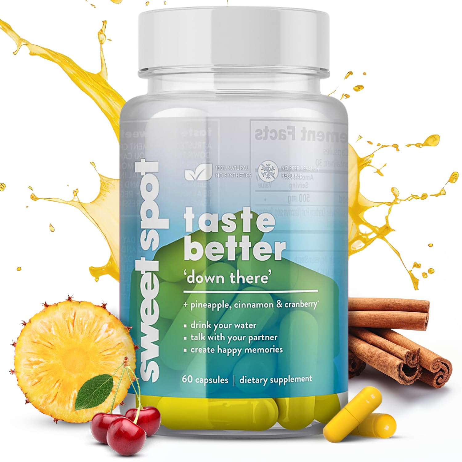 Pineapple Probiotics for Men – 625mg Sweet Spot Formula with Pineapple Extract, Cranberry & Cinnamon, Supports pH Balance & Freshens Taste, 60 Capsules, Made in the USA TASTE THE SWEET SPOT uk supplements