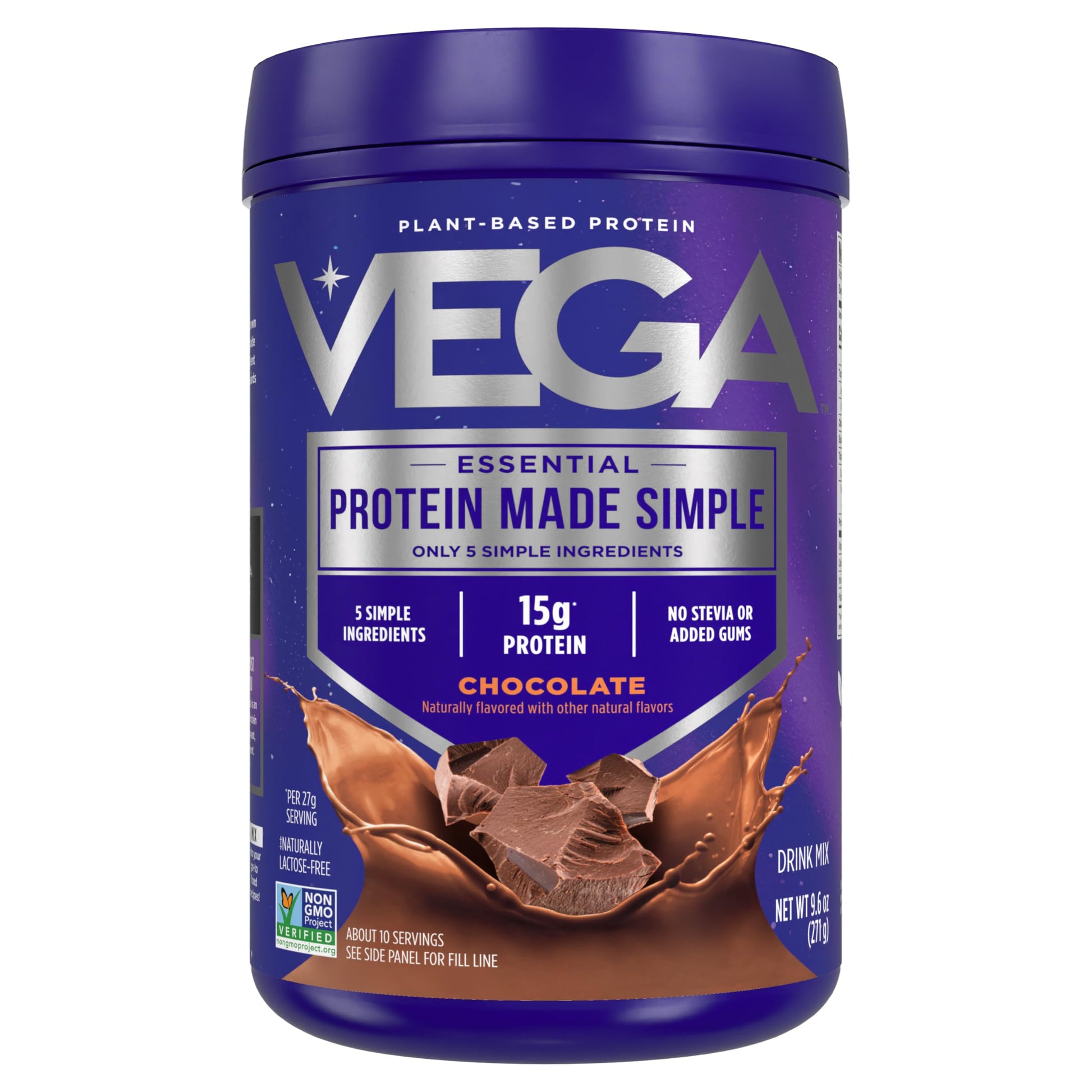 Vega Protein Made Simple - 15g Plant-Based Pea Protein, Chocolate, 10 Servings, Stevia Free, No Artificial Sweeteners or Gums, Non-GMO, Gluten Free, Dairy Free, 9.6oz (Packaging May Vary) Vega uk supplements