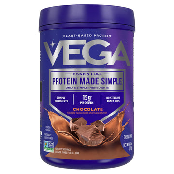 Vega Protein Made Simple - 15g Plant-Based Pea Protein, Chocolate, 10 Servings, Stevia Free, No Artificial Sweeteners or Gums, Non-GMO, Gluten Free, Dairy Free, 9.6oz (Packaging May Vary) Vega uk supplements