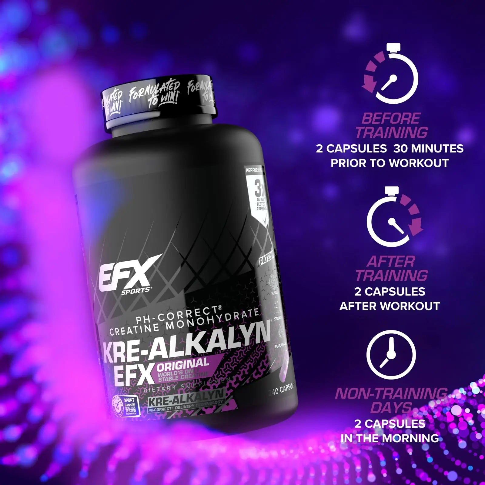 EFX Sports Kre-Alkalyn EFX | pH Correct Creatine Monohydrate Pill Supplement | Strength, Muscle Growth & Performance | 120 Servings, 240 Capsules EFX Sports uk supplements
