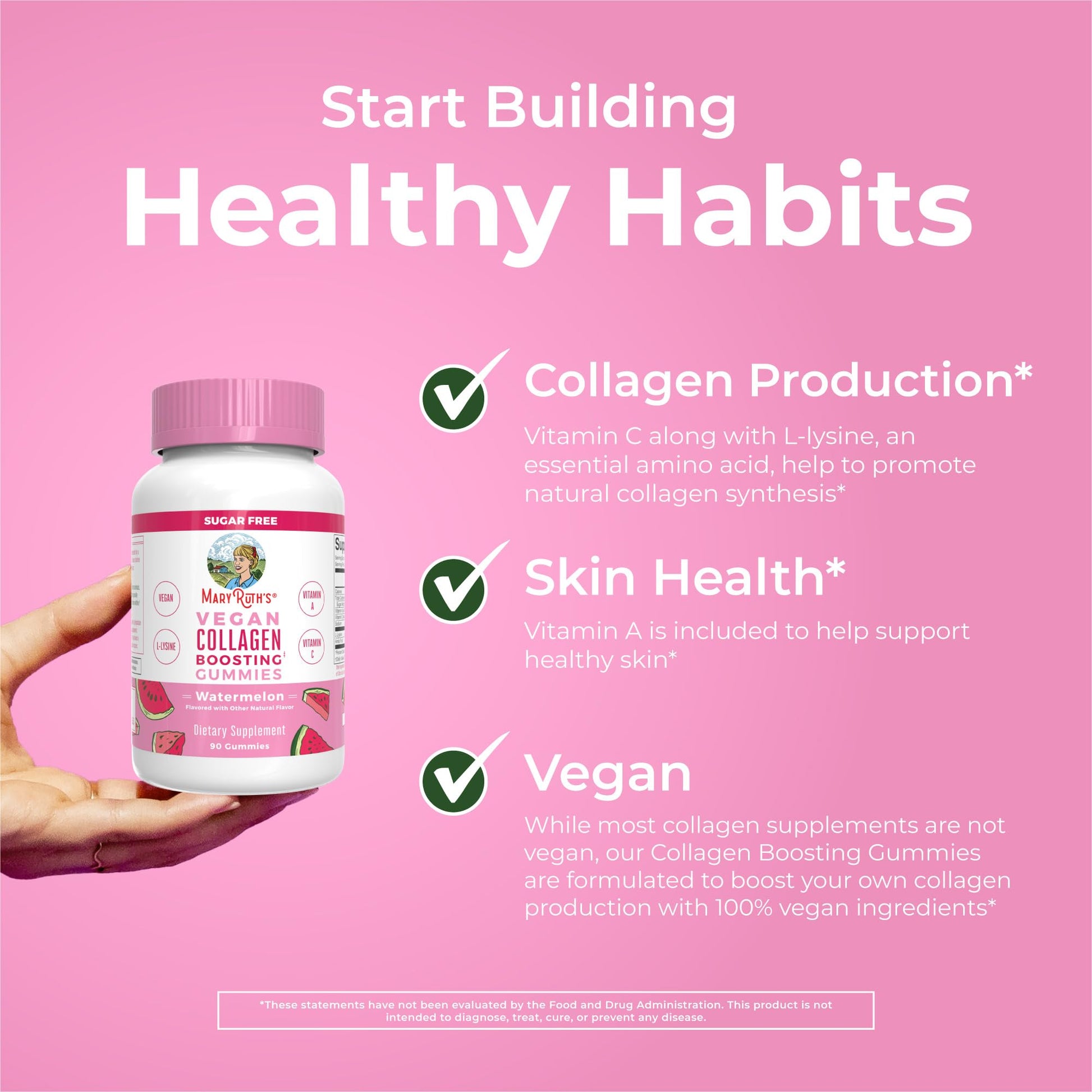 MaryRuth Organics Vegan Collagen for Women & Men, Collagen Boosting Gummies, Skin Care, Lysine, Vitamin C, Vitamin A, Amla, Supplement for Hair & Skin, Vegan, Non-GMO, Gluten Free, 90 Servings MARYRUTH'S uk supplements