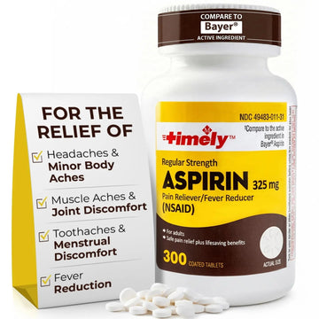 TIME-Cap-Labs 300 Count Regular Strength Aspirin 325mg for Adults - Compared to Bayer - Coated Regular Strength Aspirin Tablets - Pain Reliever for Minor Aches and Pains TIME-CAP LABS, INC. uk supplements