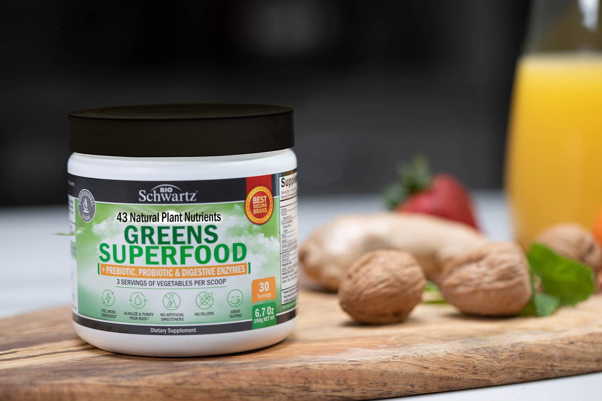 Super Greens Powder Superfood - Greens Powder with Probiotics Prebiotics Digestive BioSchwartz uk supplements