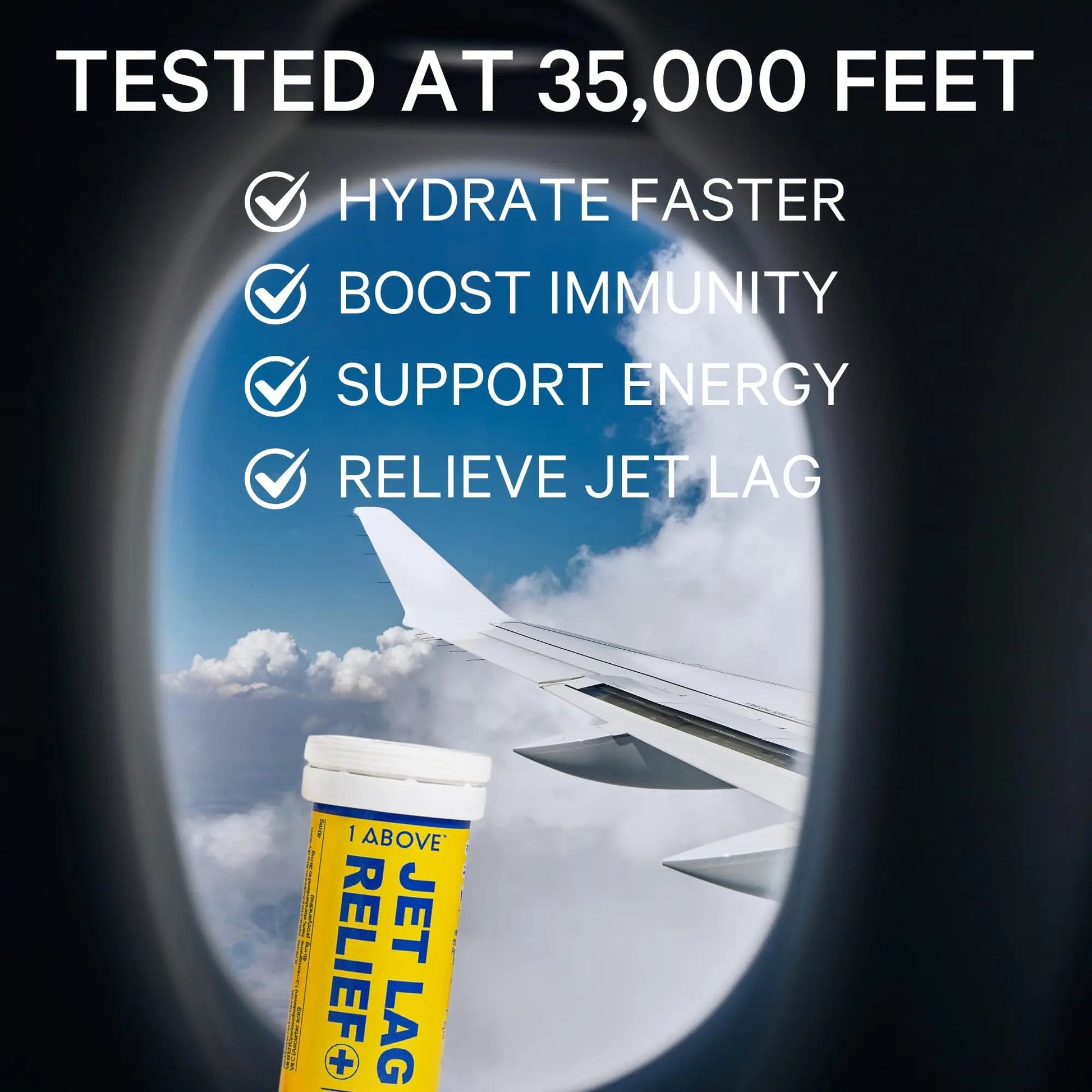 1Above Jet Lag Relief Tablets - Citrus-Flavored Effervescent Multivitamin with Pycnogenol Travel Supplement for Hydration, Energy 1ABOVE uk supplements
