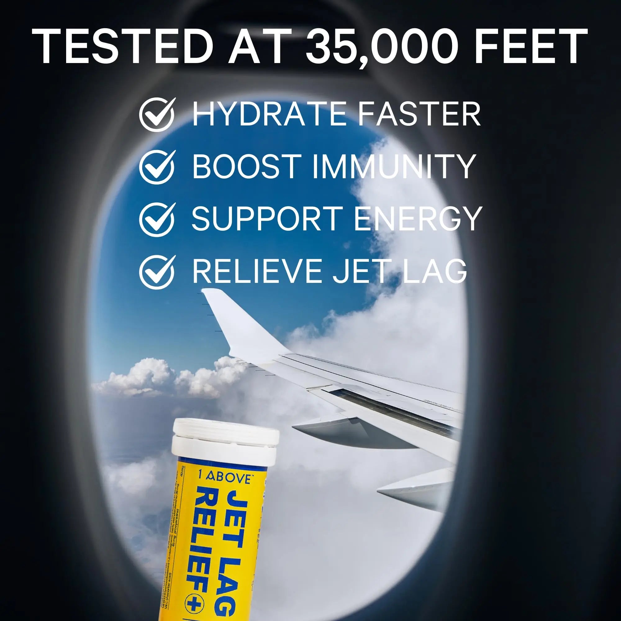 1Above Jet Lag Relief Tablets - Citrus-Flavored Effervescent Multivitamin with Pycnogenol Travel Supplement for Hydration, Energy 1ABOVE uk supplements