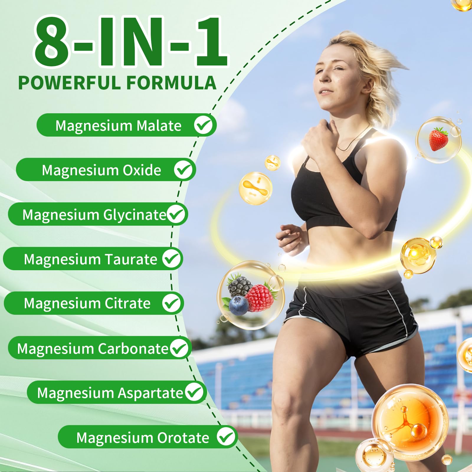 Magnesium Complex Gummies 8 Elemental 1000mg - Magnesium Glycinate, Citrate, Malate, Taurate, Supports Bones, Muscle, Nerve Health, for Women & Men, Vegan Non-GMO, Mixed Flavors, 60 Count YXSW uk supplements