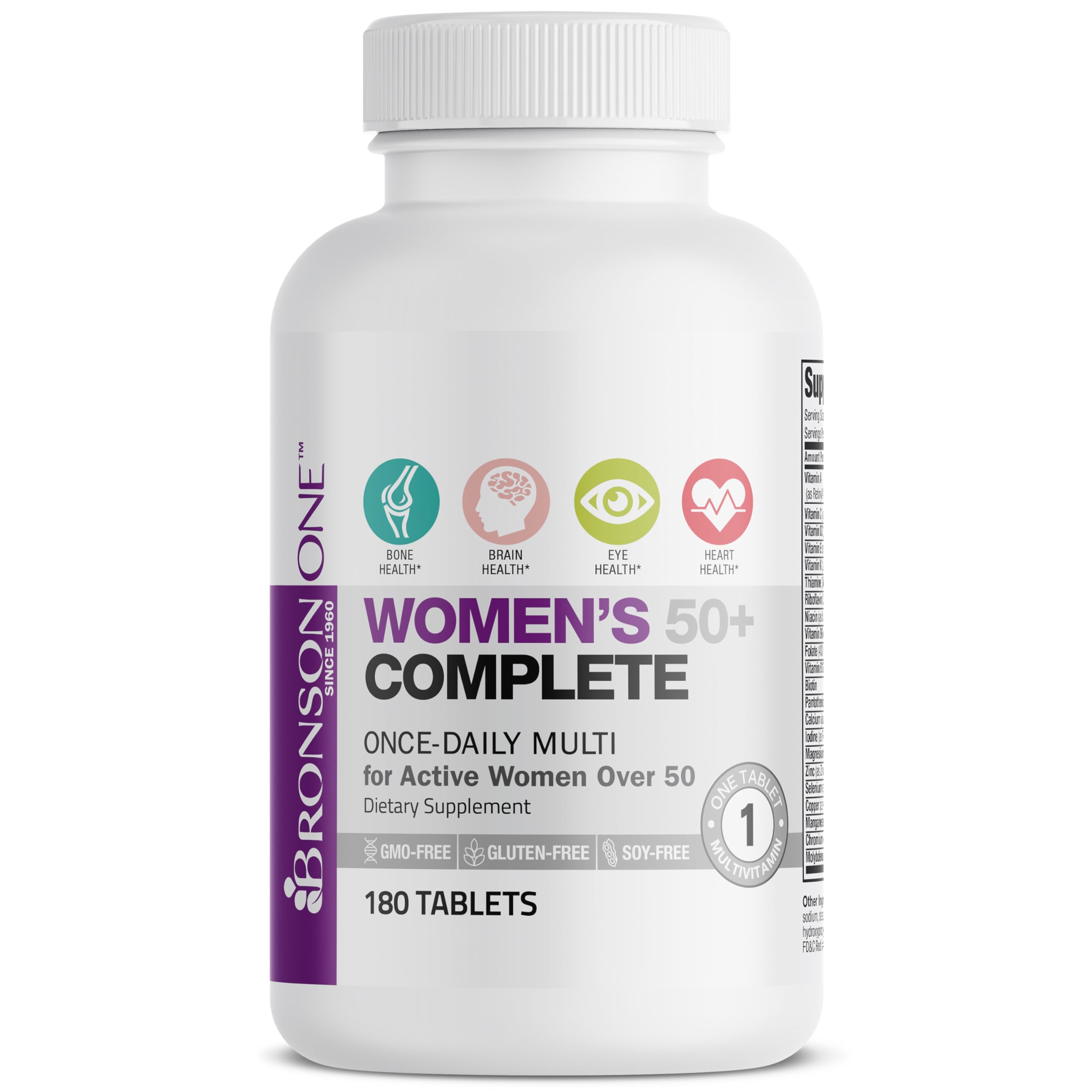 Bronson ONE Daily Women’s 50+ Complete Multivitamin Multimineral, 180 Tablets Bronson uk supplements