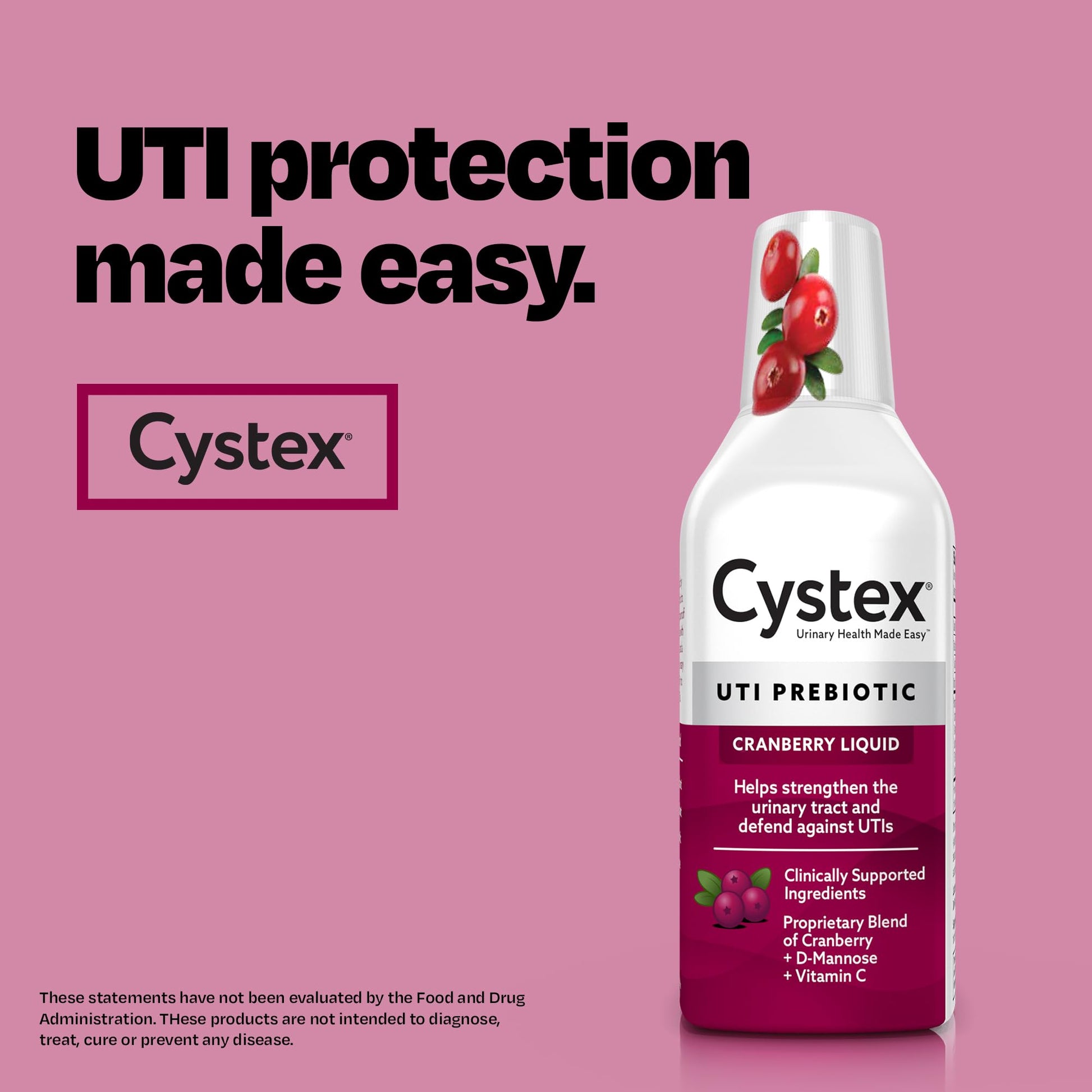 Cystex Urinary Tract Infection Support & Prevention - Cranberry Prebiotic Supplement with D-Mannose & Vitamin C for UTI Protection & Urinary Health Maintenance - 7.6 fl oz (Pack of 2) Cystex uk supplements