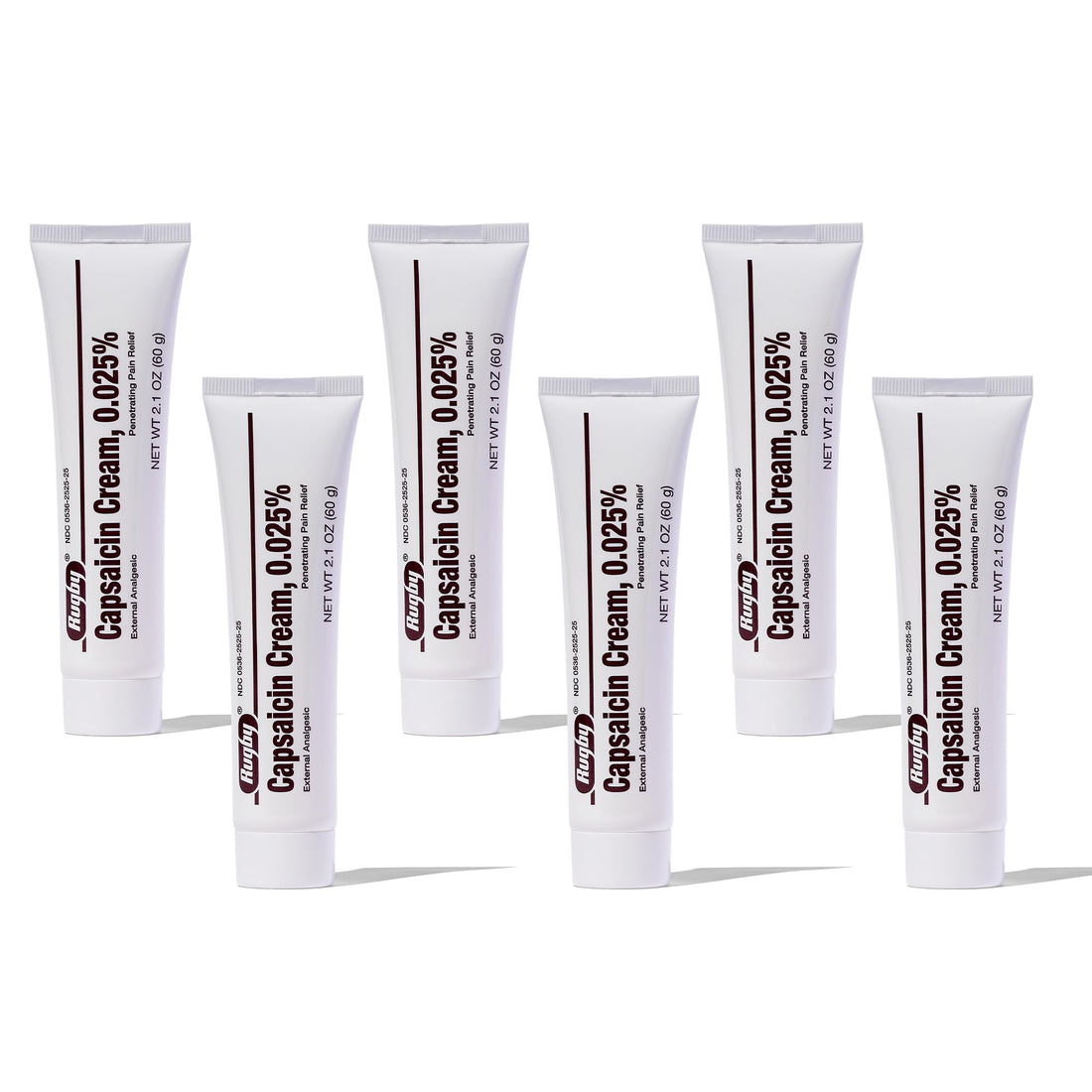 Rugby Capsaicin 0.025% Cream for Penetrating Pain Relief - 2.1 Oz (60g) (6 Pack) RUGBY LABORATORIES uk supplements